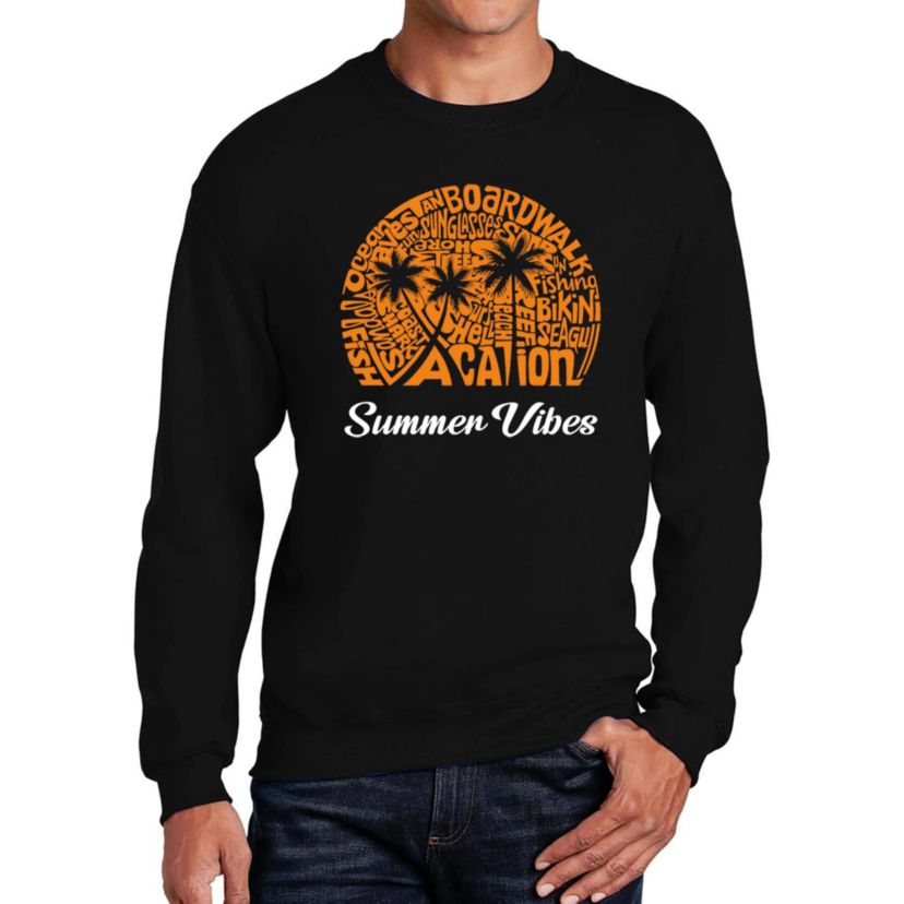 Mens Word Art Crewneck Sweatshirt - Summer Vibes