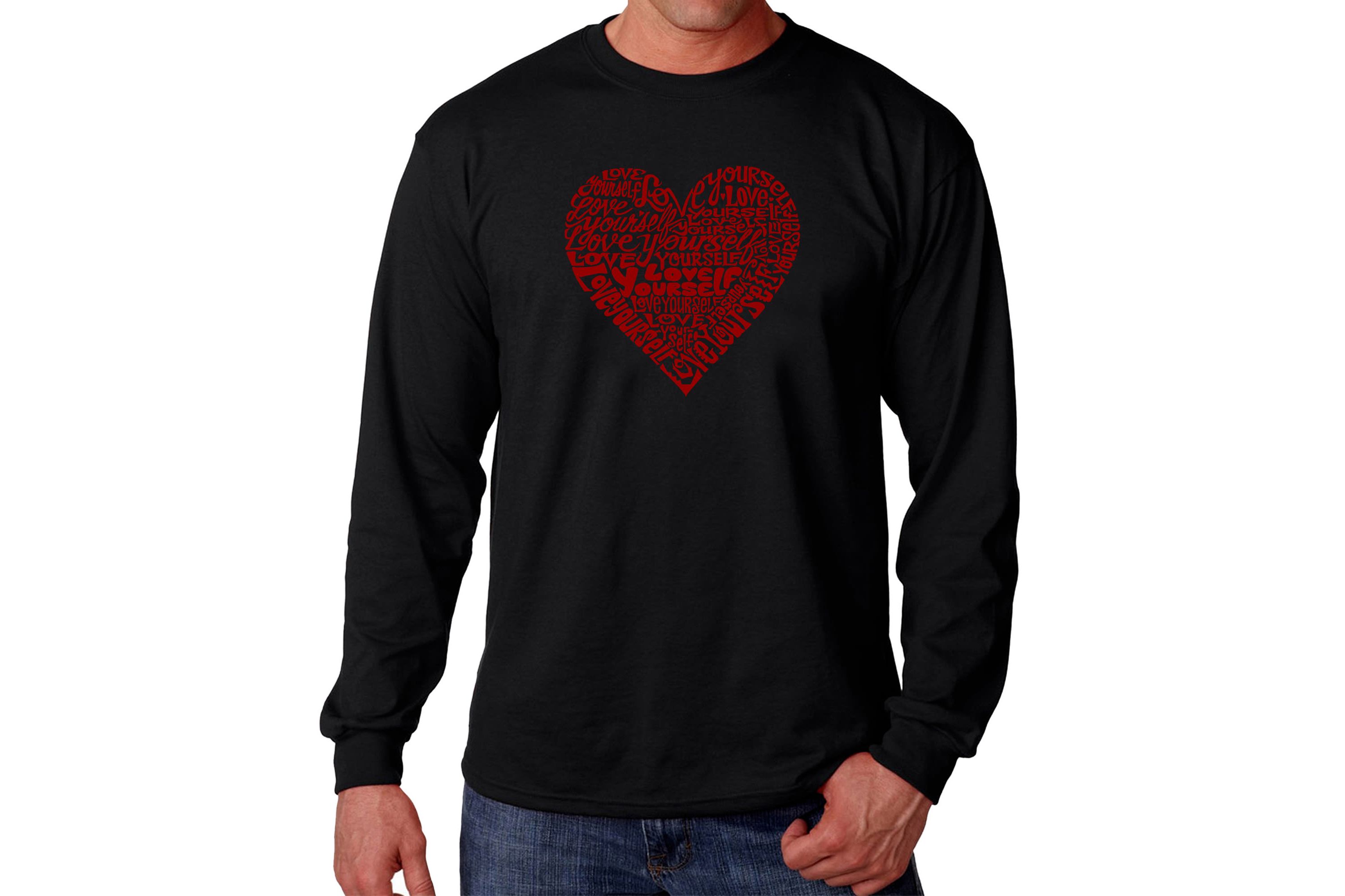 Mens Word Art Long Sleeve T-Shirt  - Love Yourself