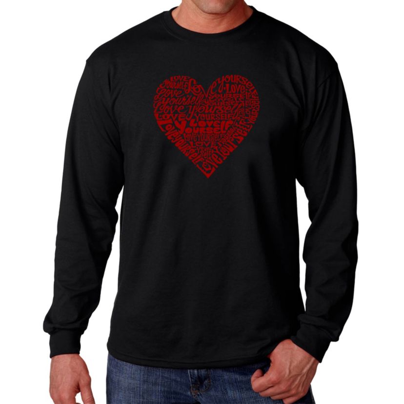 Mens Word Art Long Sleeve T-Shirt  - Love Yourself