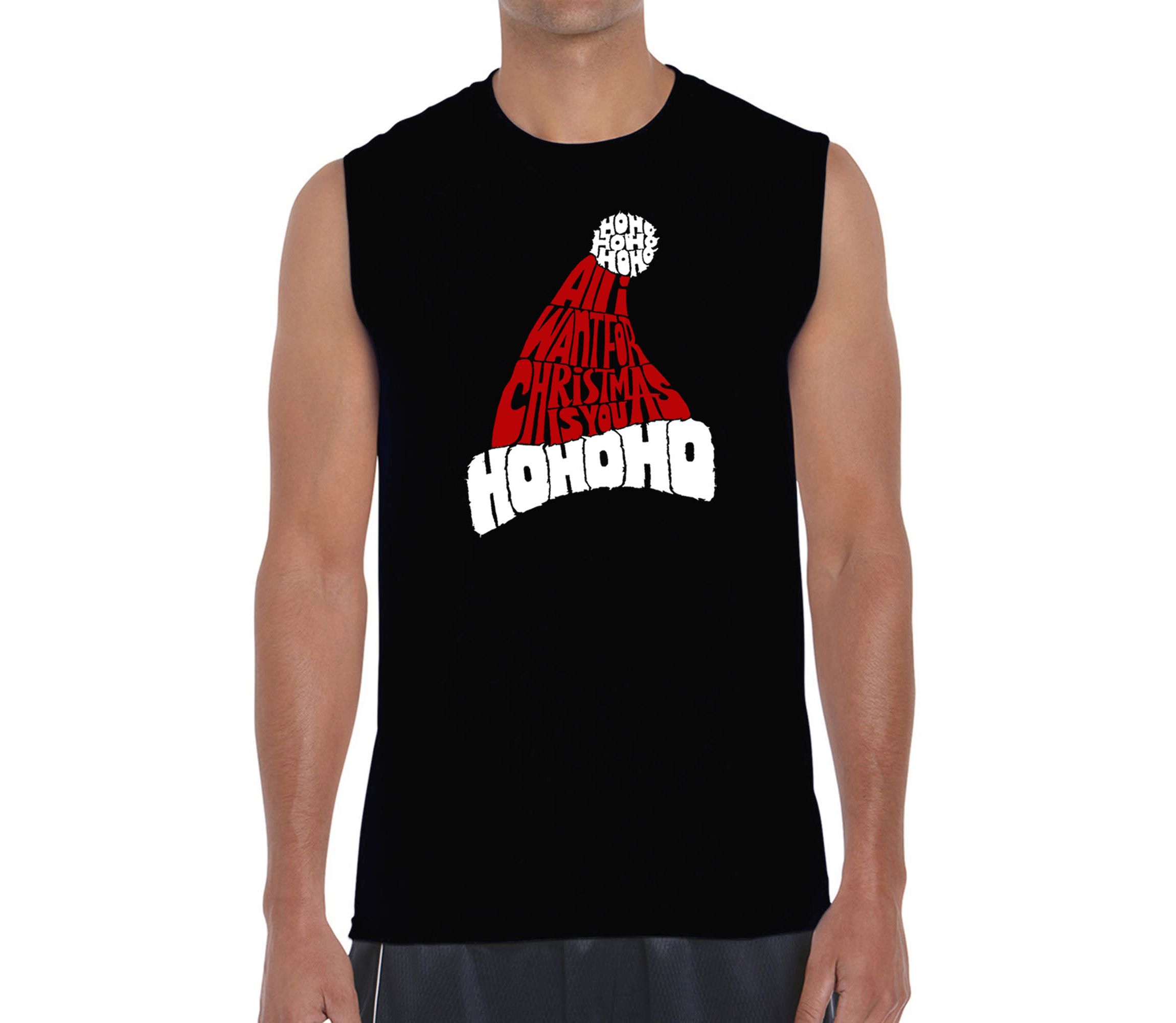 Mens Word Art Sleeveless T-Shirt - All I Want for Christmas is You