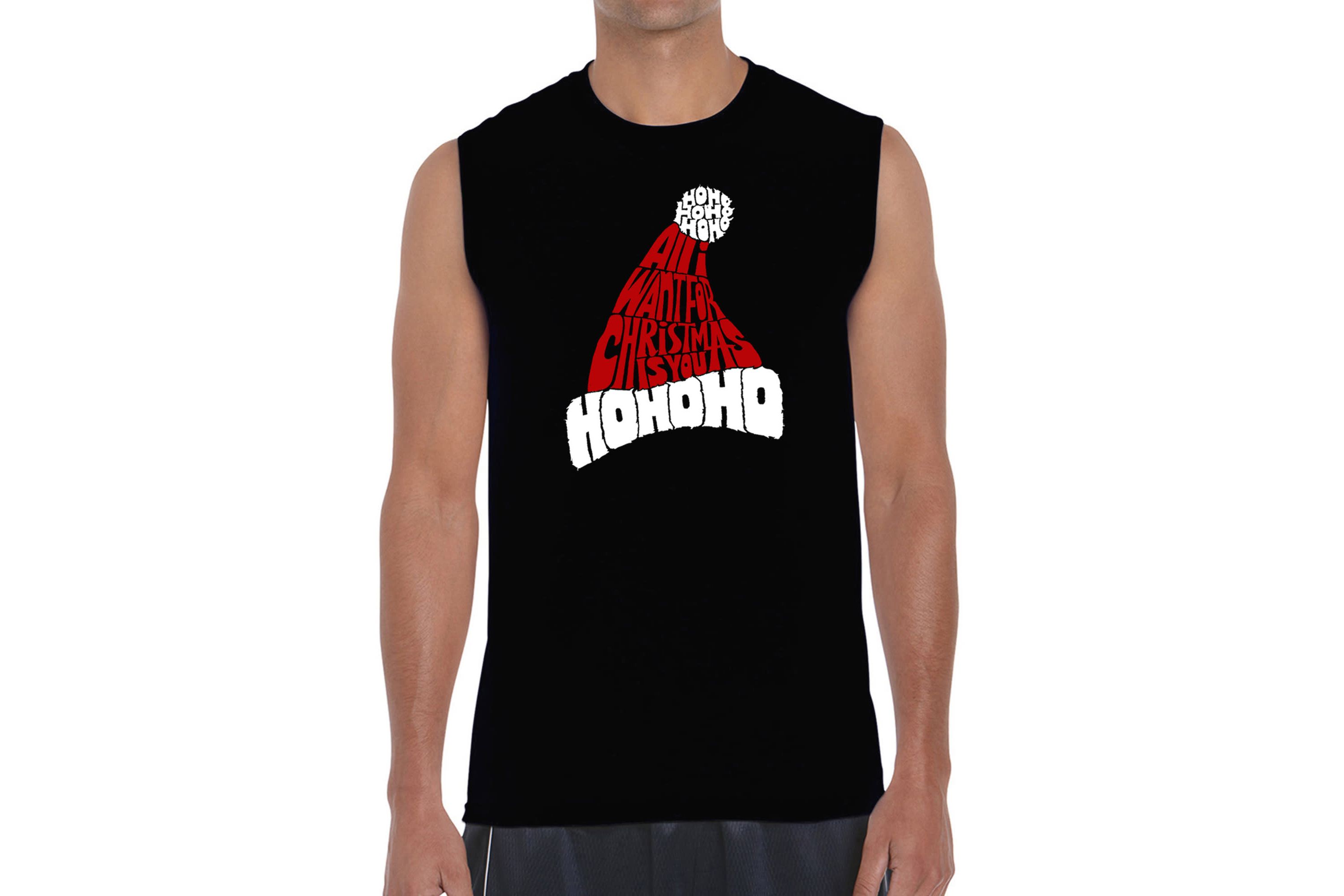 Mens Word Art Sleeveless T-Shirt - All I Want for Christmas is You