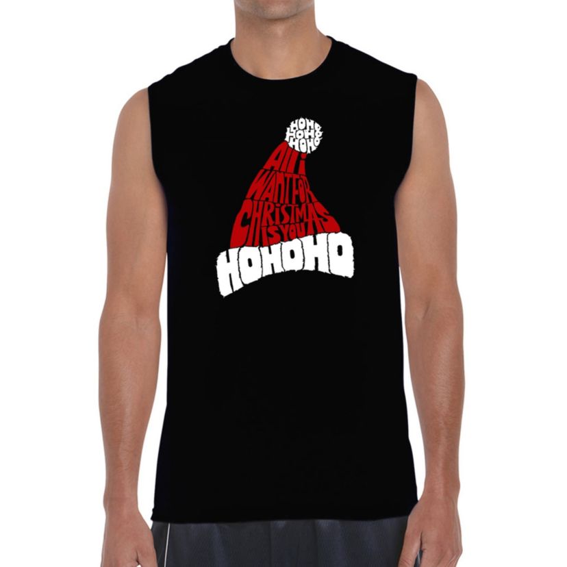 Mens Word Art Sleeveless T-Shirt - All I Want for Christmas is You