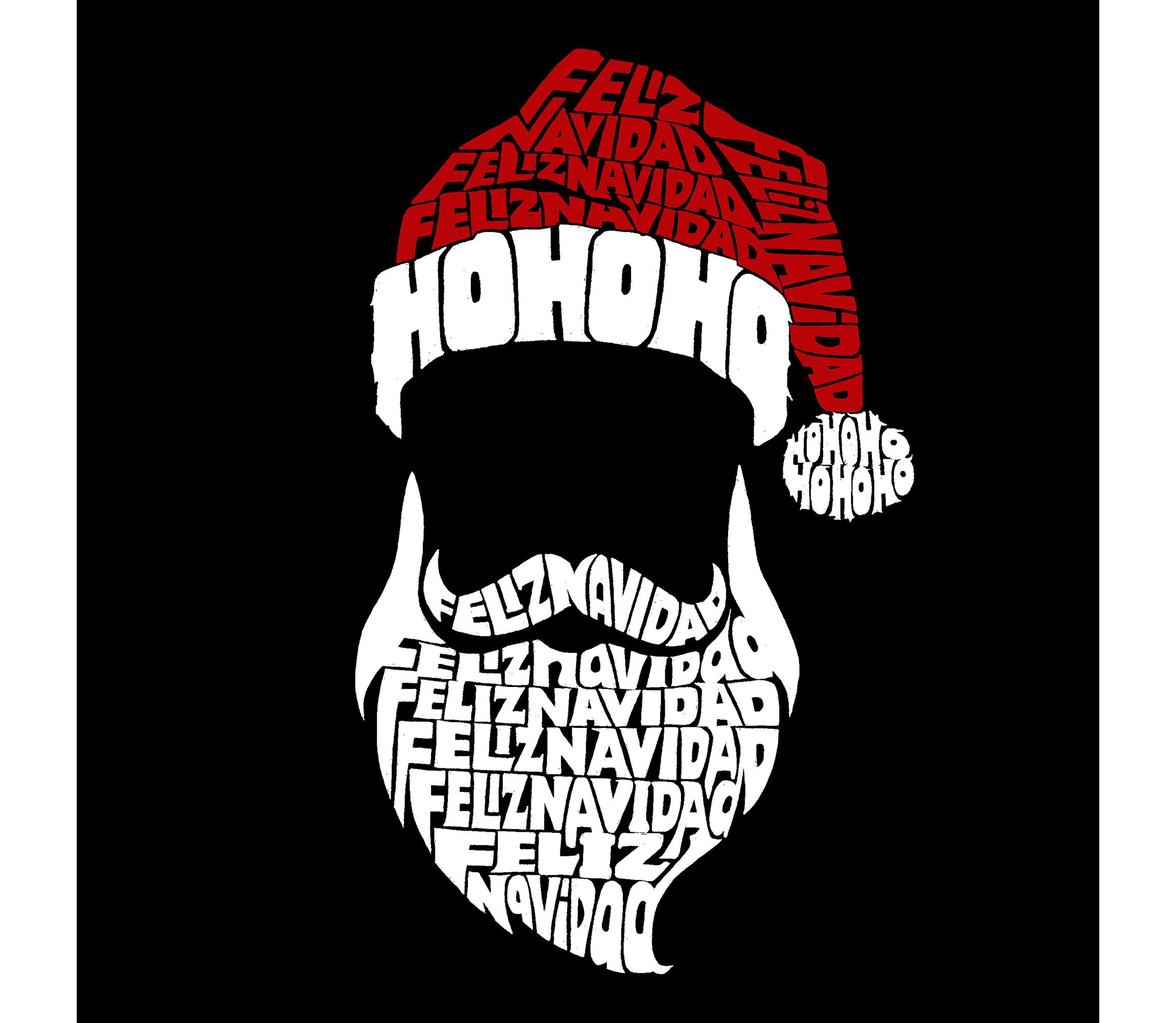 Mens Raglan Baseball Word Art T-Shirt - Feliz Navidad Santa Claus