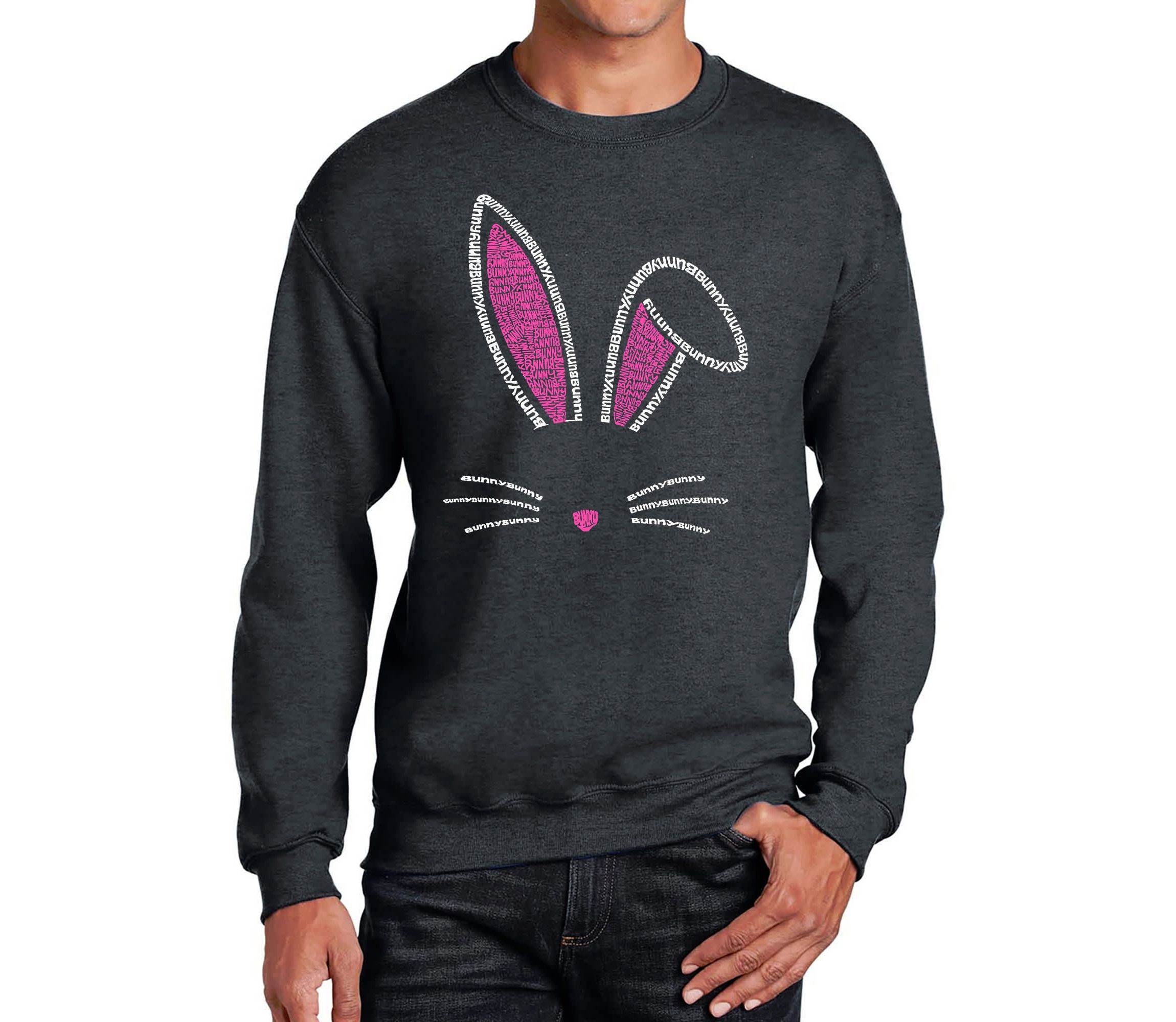 Mens Word Art Crewneck Sweatshirt - Bunny Ears