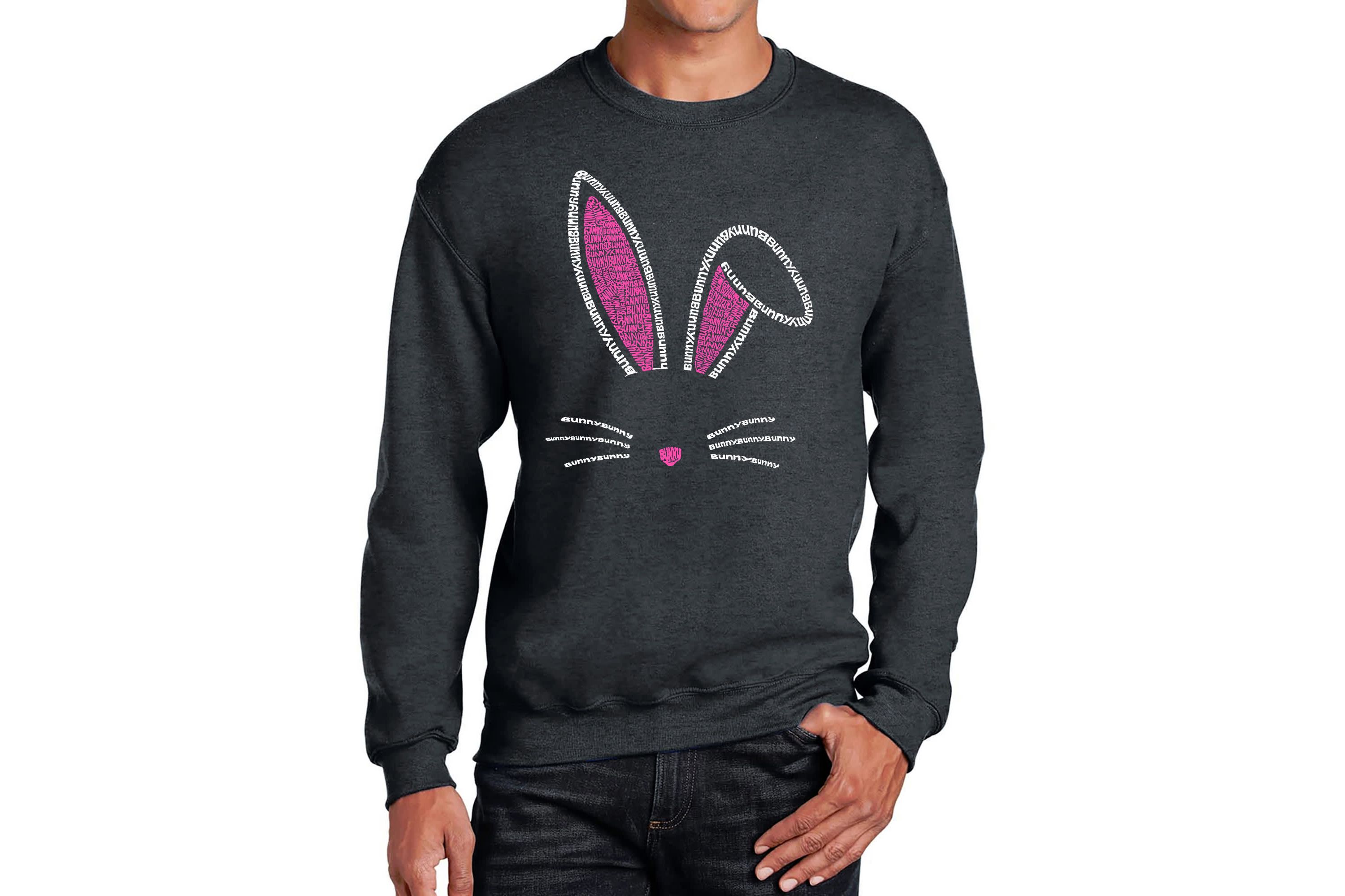 Mens Word Art Crewneck Sweatshirt - Bunny Ears