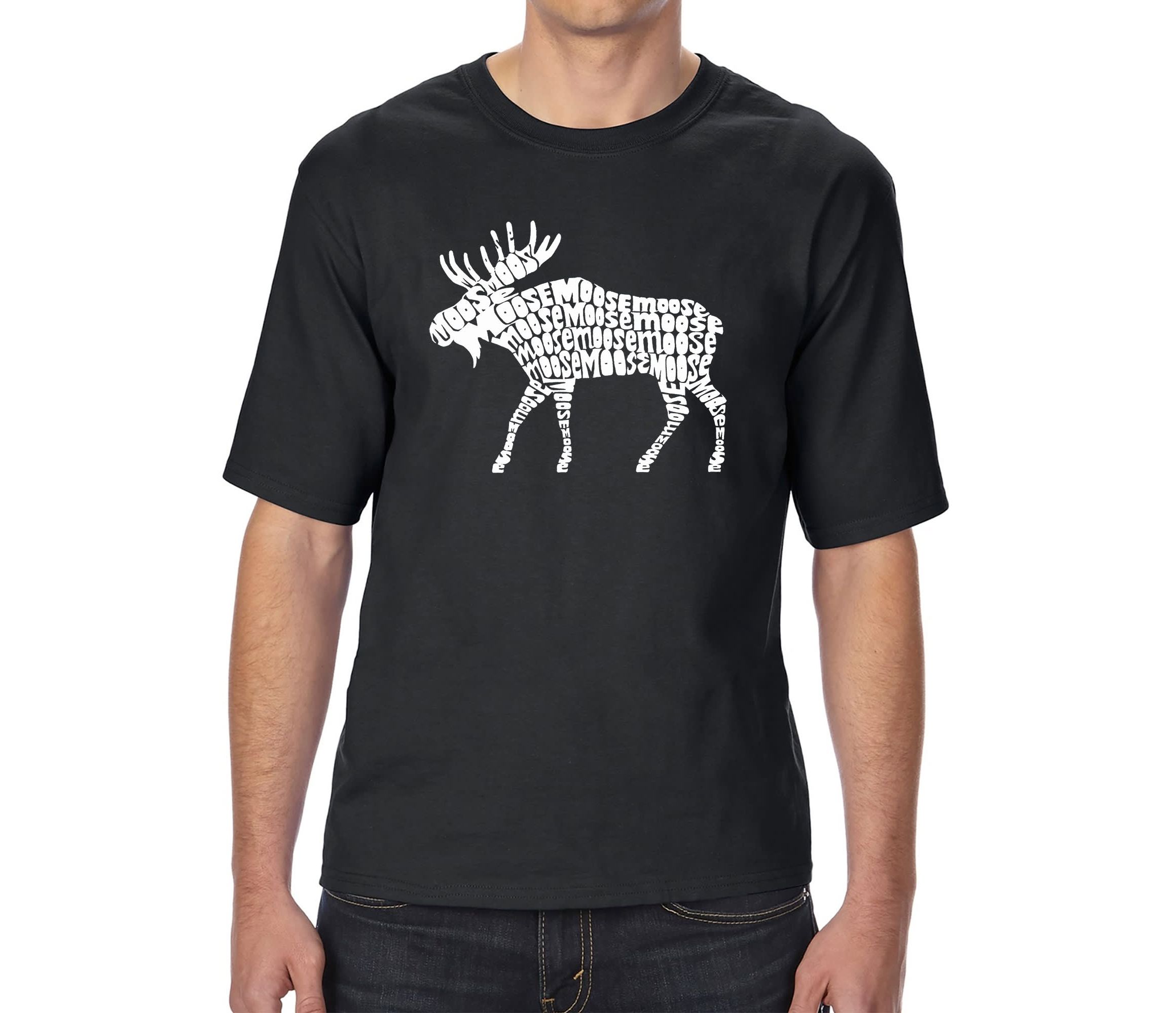 Mens Tall and Long Word Art T-shirt - Moose