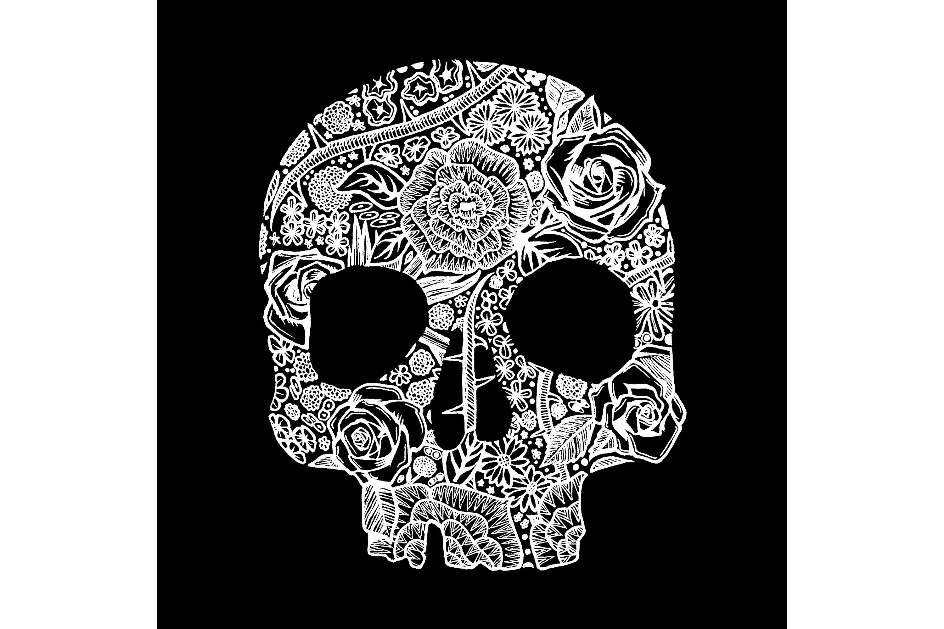 Mens Word Art Crewneck Sweatshirt - Flower Skull