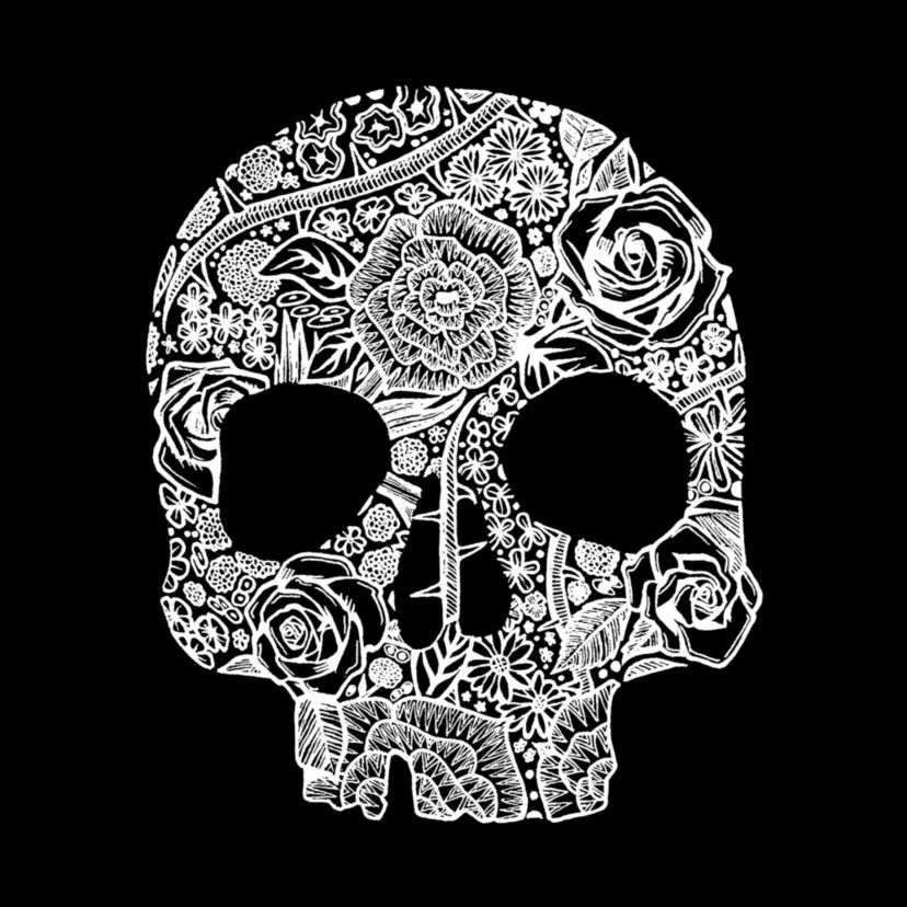 Mens Word Art Crewneck Sweatshirt - Flower Skull