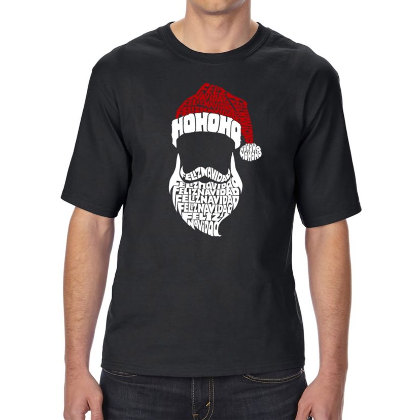 Mens Tall and Long Word Art T-Shirt - Feliz Navidad Santa Claus
