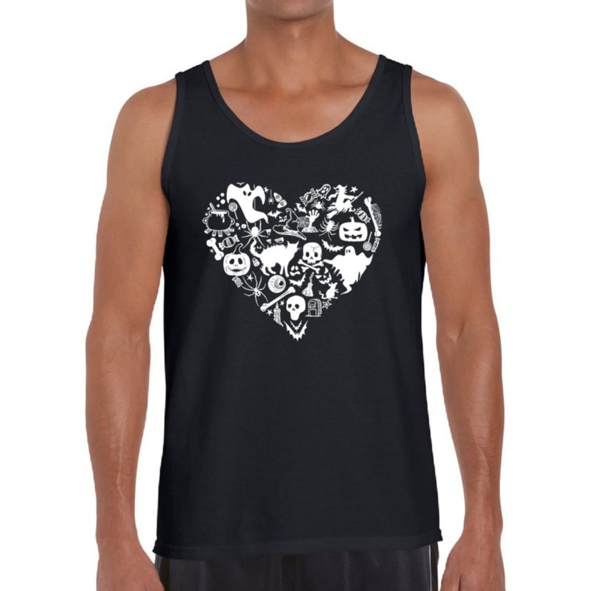Mens Word Art Tank Top - Halloween Heart
