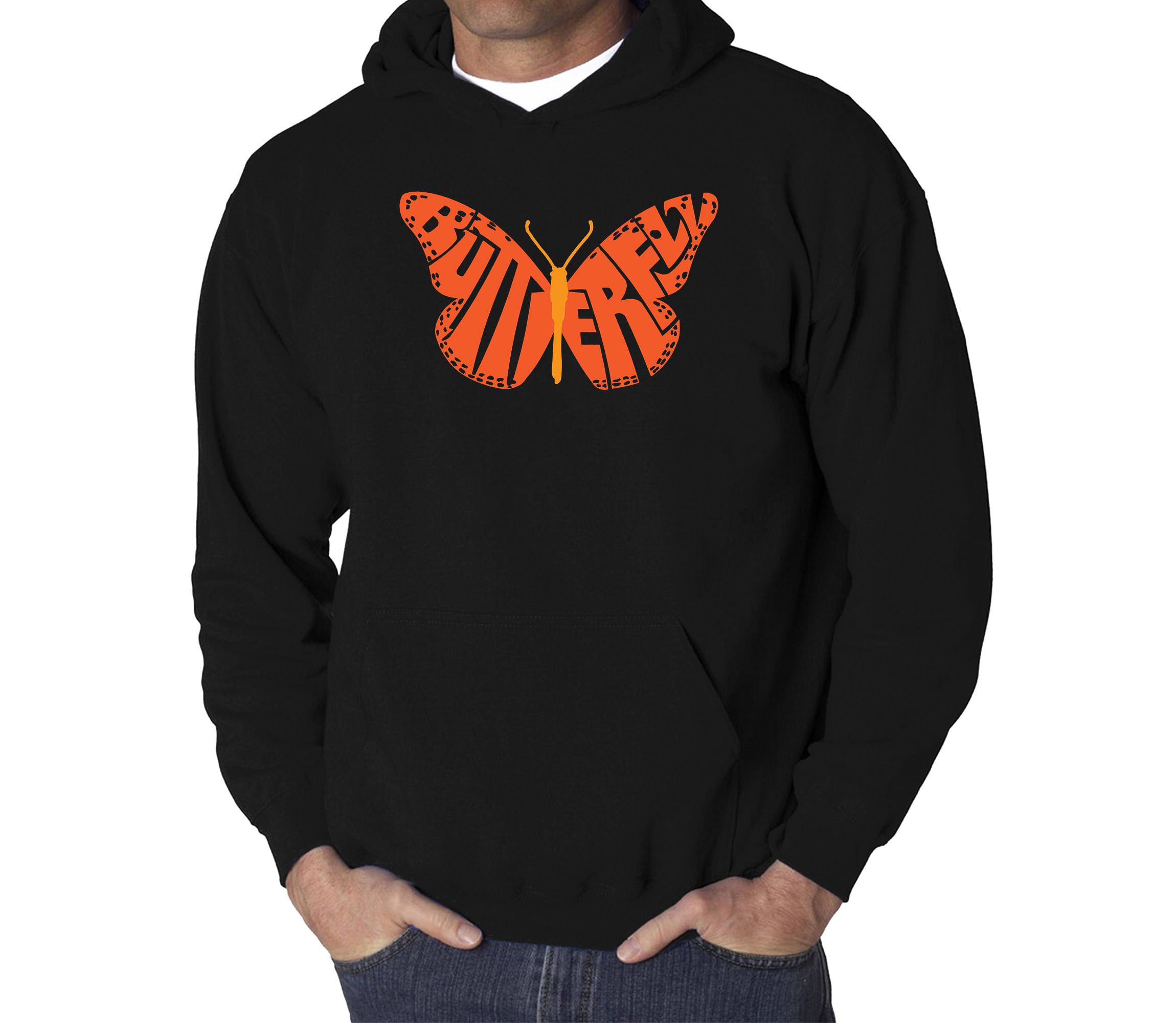 Mens Word Art Hooded Sweatshirt - Butterfly
