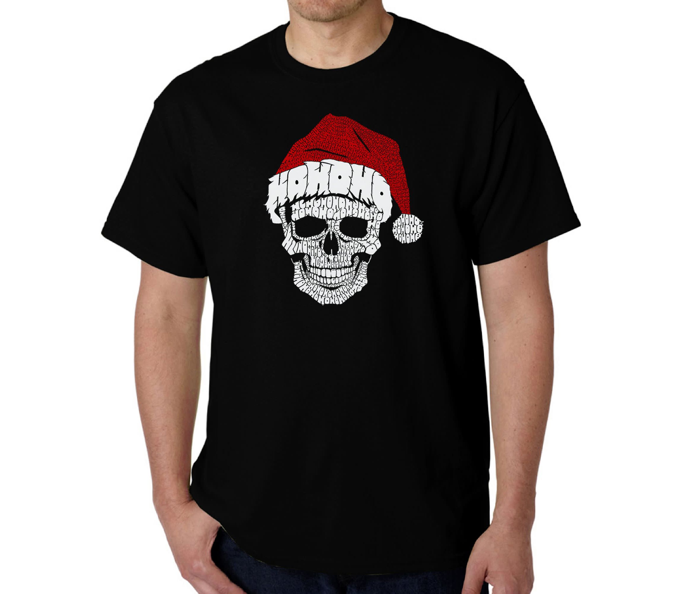 Mens Word Art T-Shirt - Santa Skull