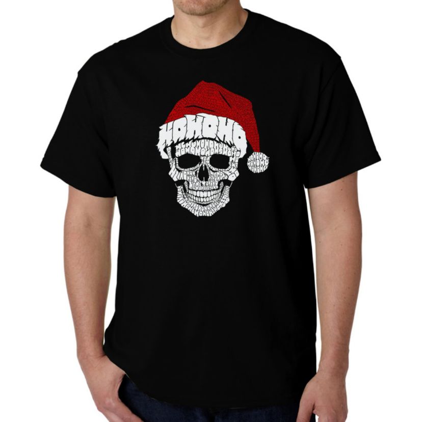Mens Word Art T-Shirt - Santa Skull