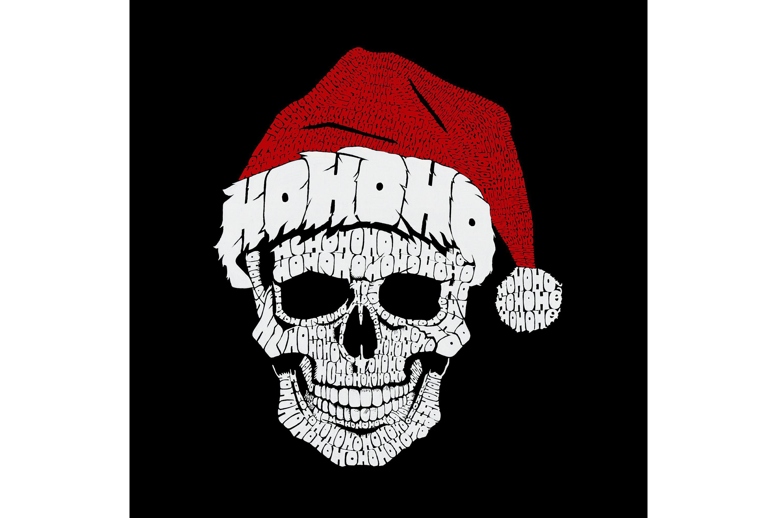 Mens Word Art T-Shirt - Santa Skull