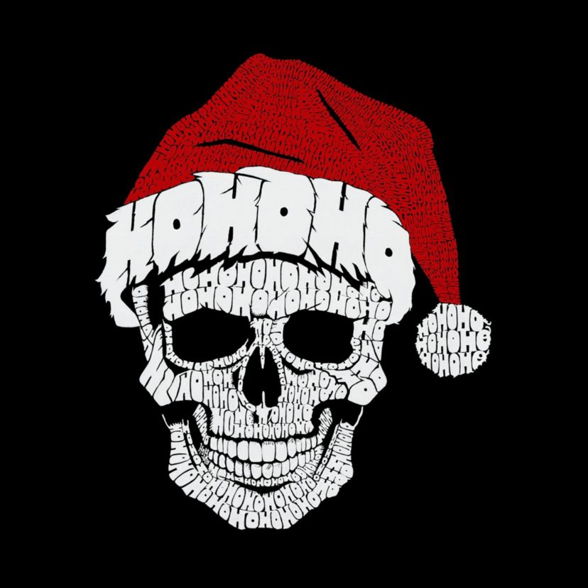 Mens Word Art T-Shirt - Santa Skull