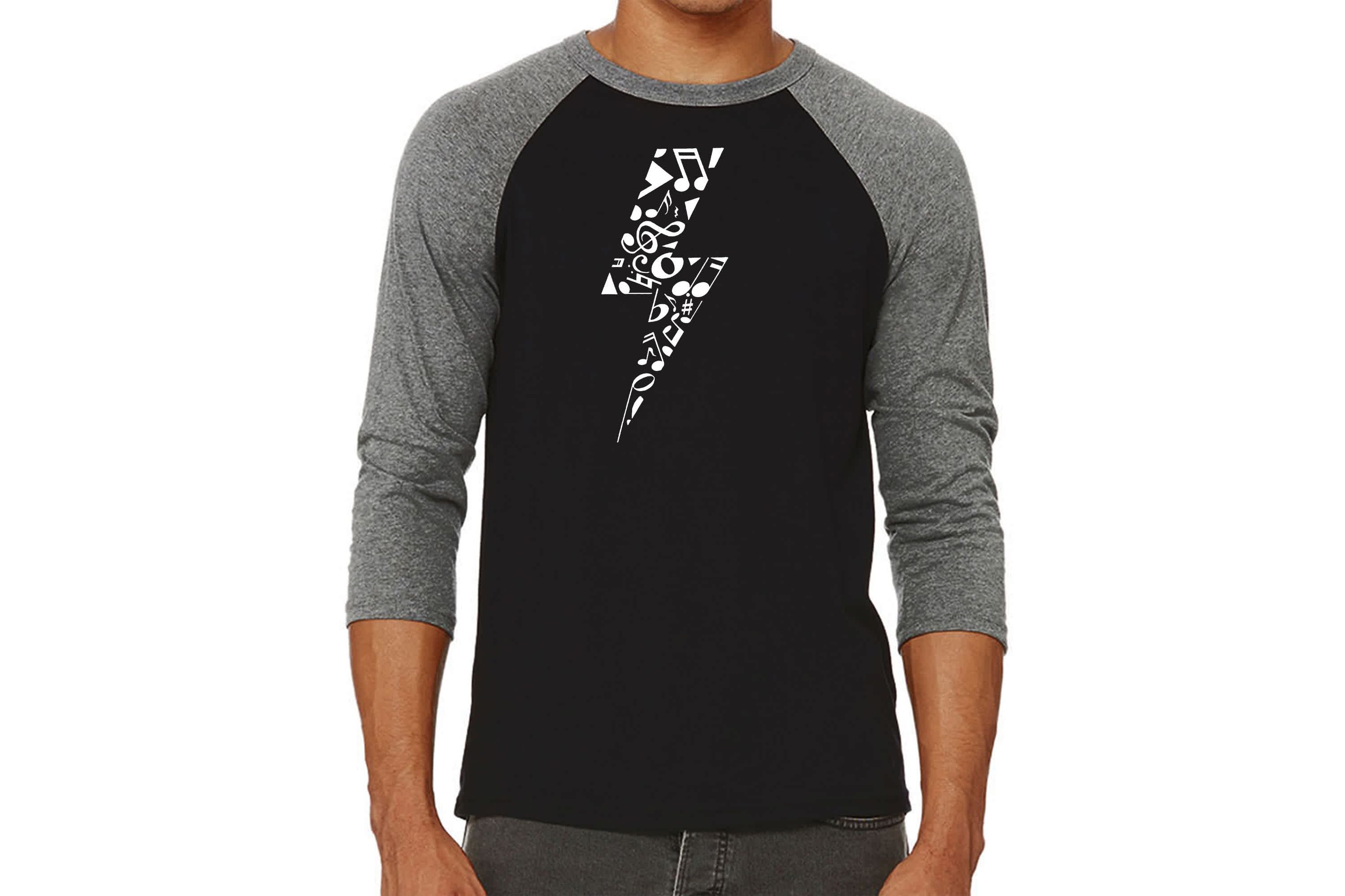 Mens Raglan Baseball Word Art T-shirt - Lightning Bolt