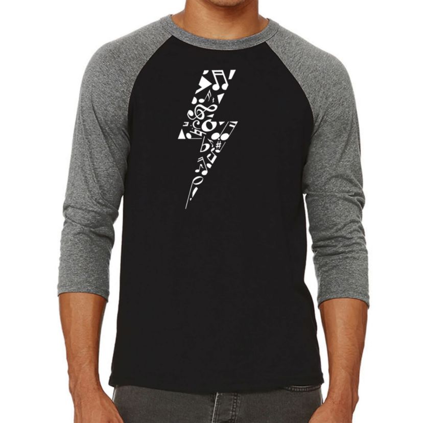 Mens Raglan Baseball Word Art T-shirt - Lightning Bolt
