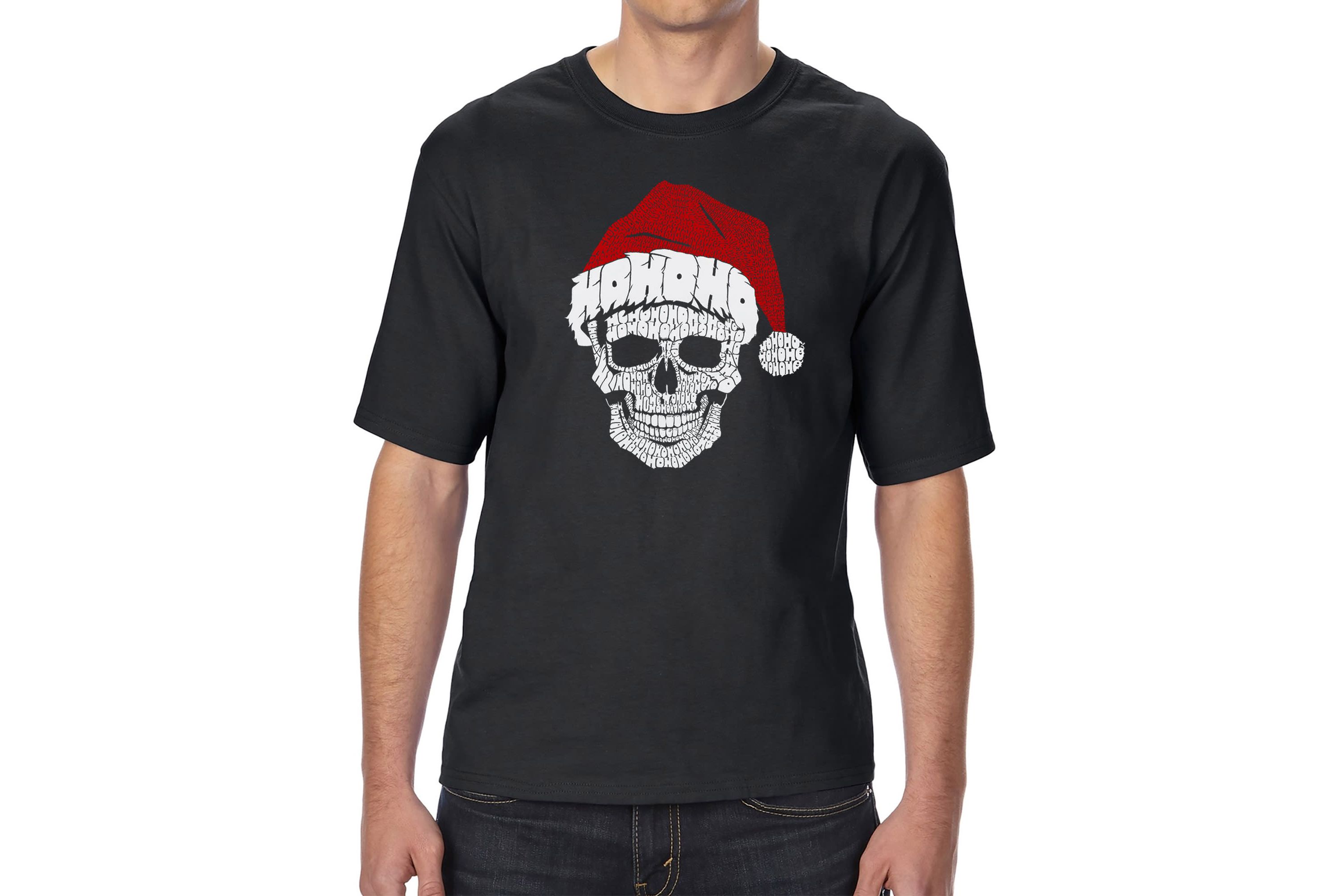 Mens Tall and Long Word Art T-Shirt - Santa Skull