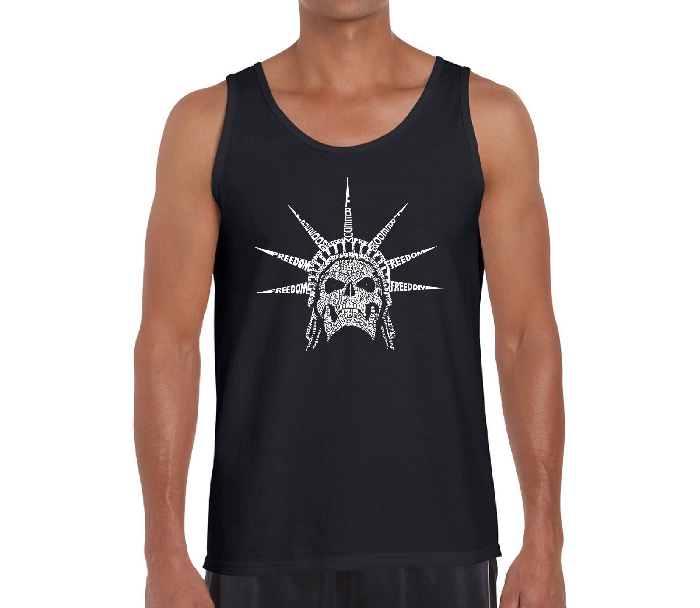 Mens Word Art Tank Top - Freedom Skull