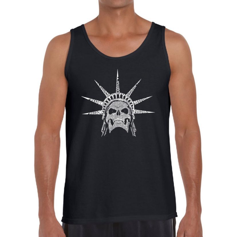 Mens Word Art Tank Top - Freedom Skull