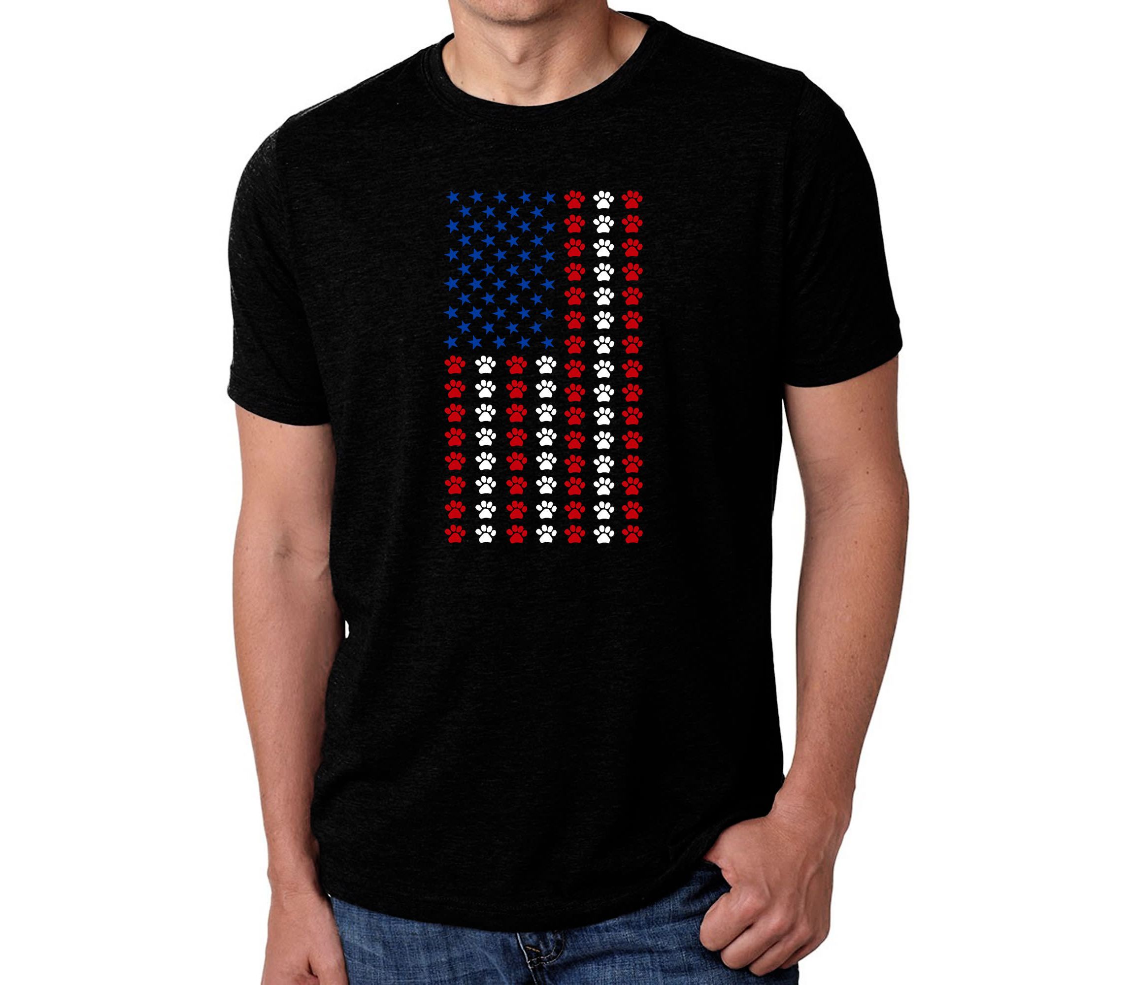 Mens Premium Blend Word Art T-Shirt - Paws Flag