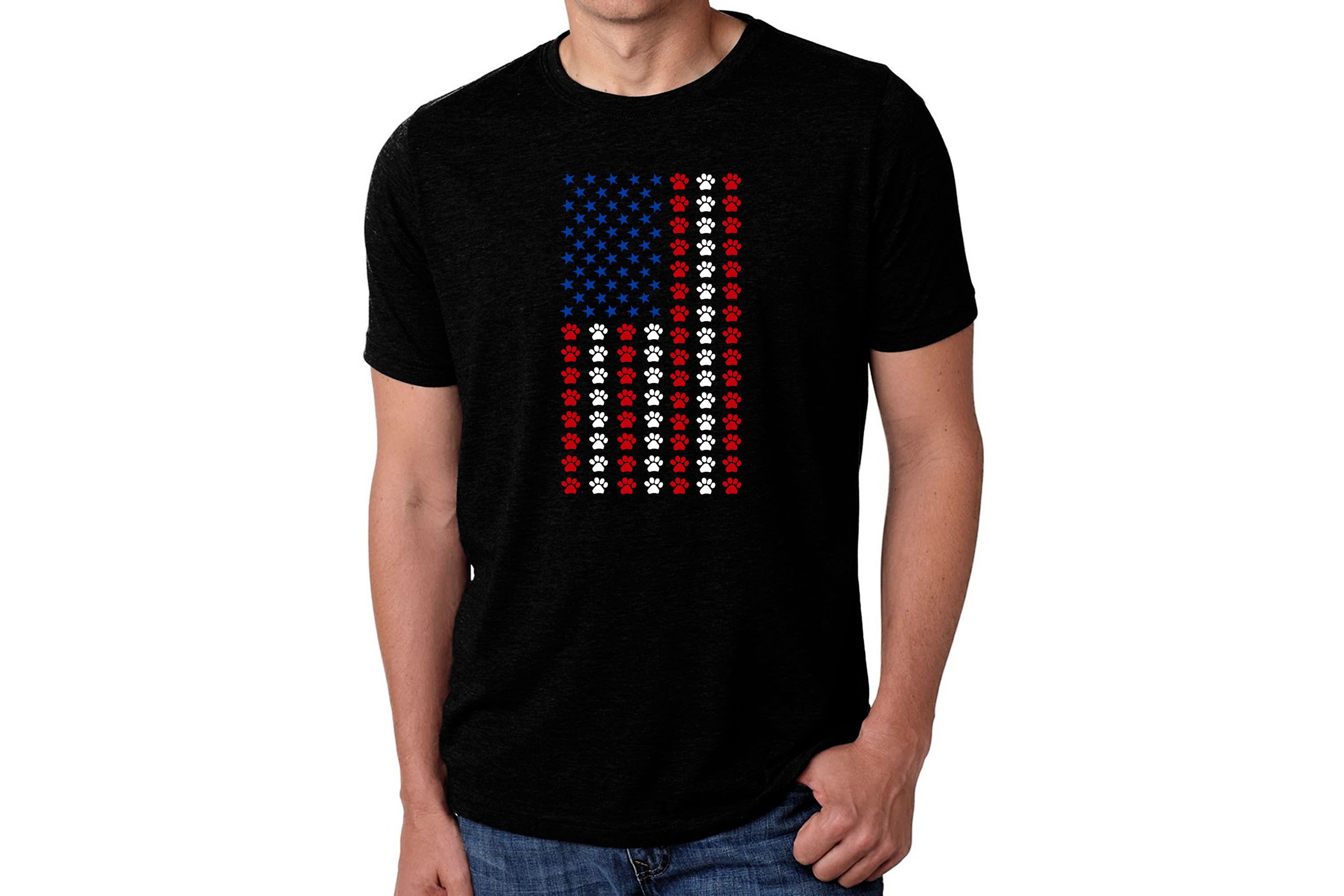 Mens Premium Blend Word Art T-Shirt - Paws Flag