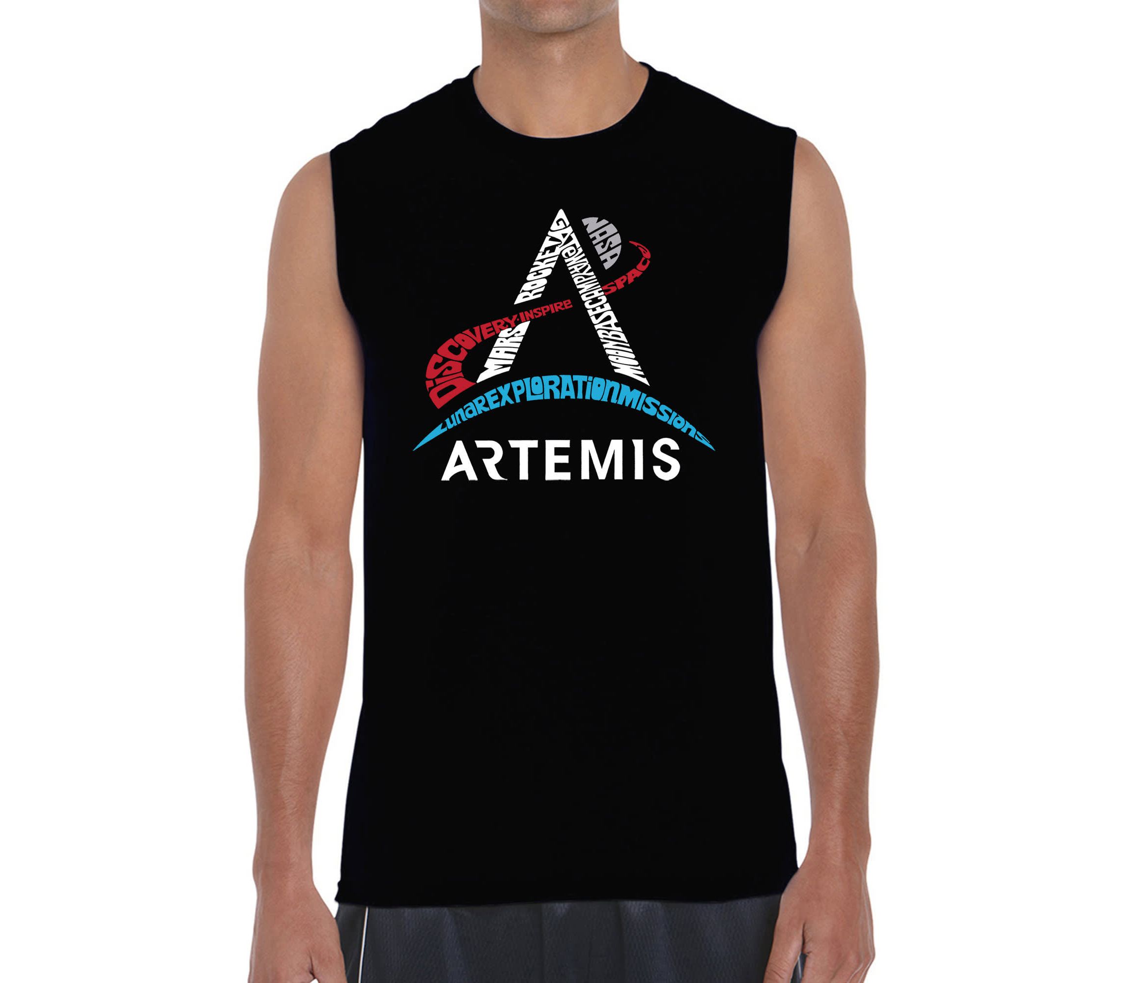 Mens Word Art Sleeveless T-Shirt  - NASA Artemis Logo