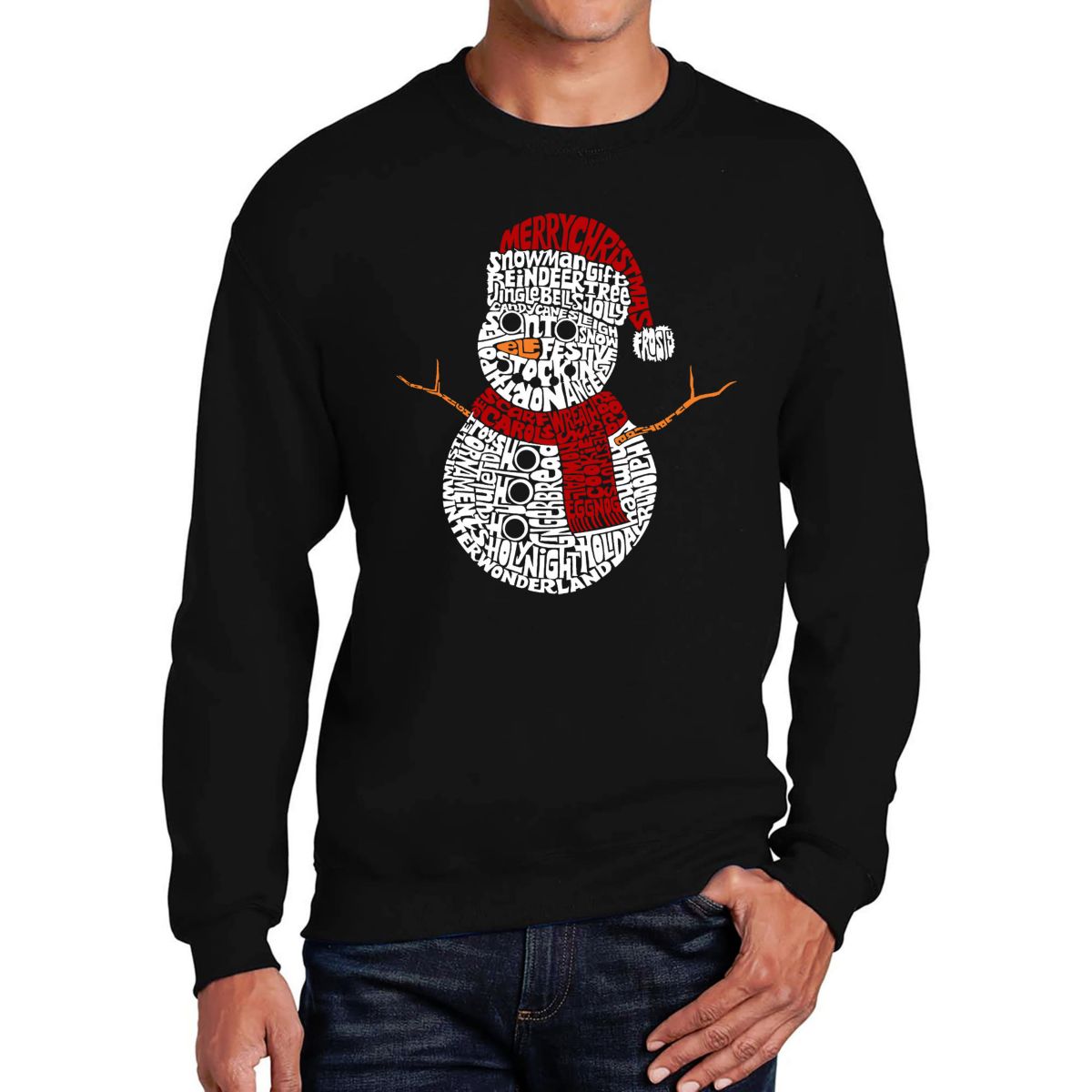 Mens Word Art Crewneck Sweatshirt  - Christmas Snowman