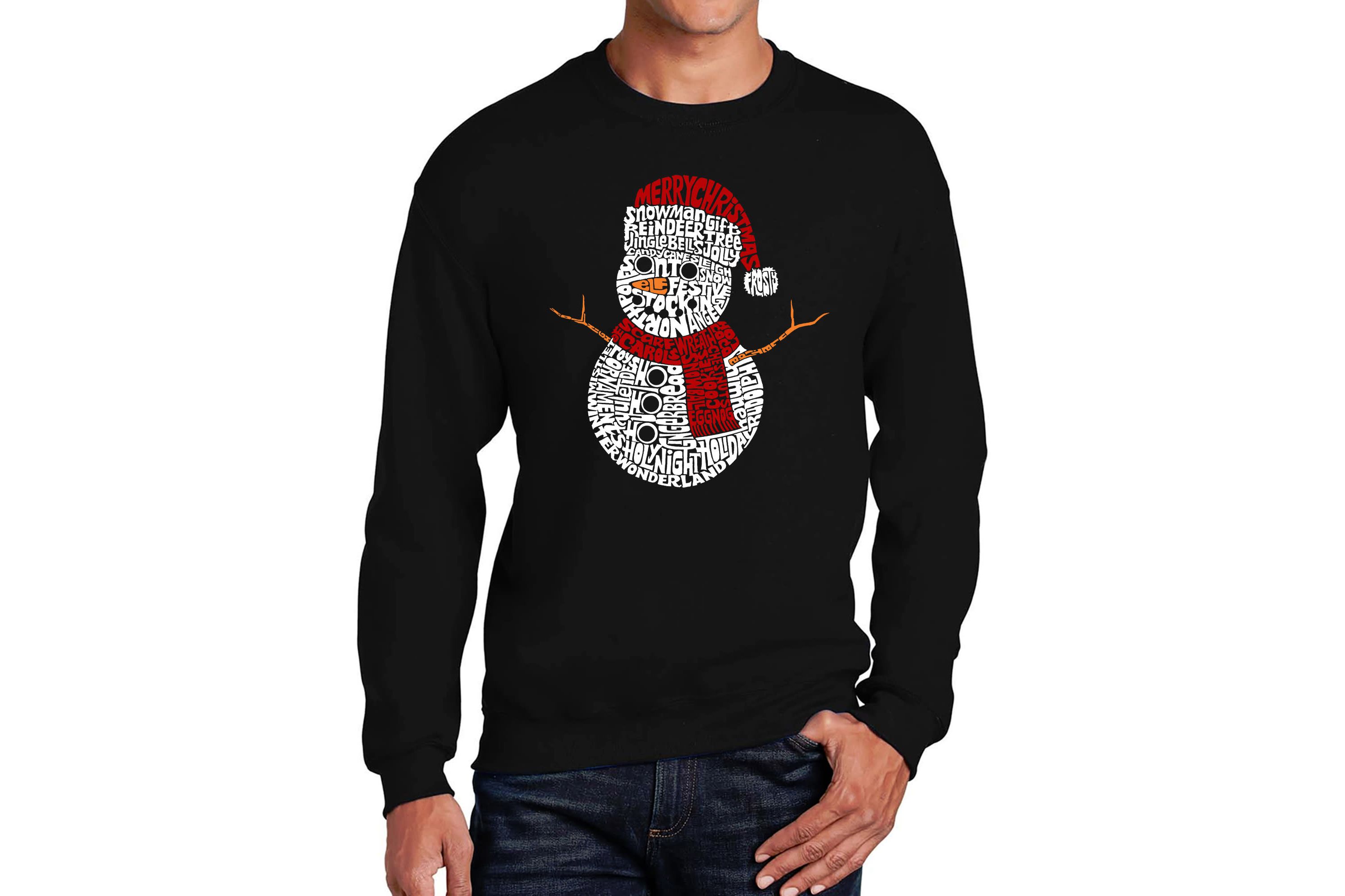 Mens Word Art Crewneck Sweatshirt  - Christmas Snowman