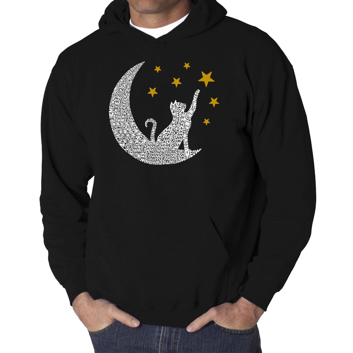 Mens Word Art Hooded Sweatshirt - Cat Moon