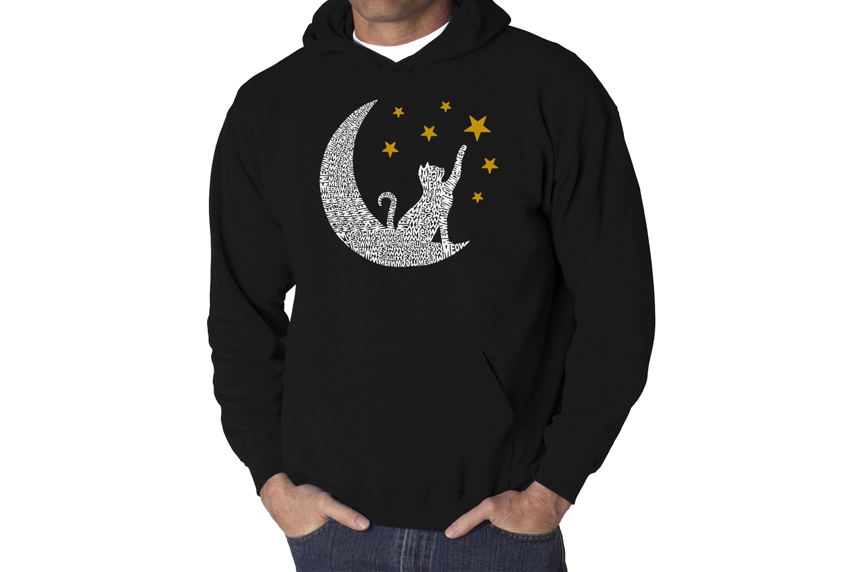 Mens Word Art Hooded Sweatshirt - Cat Moon