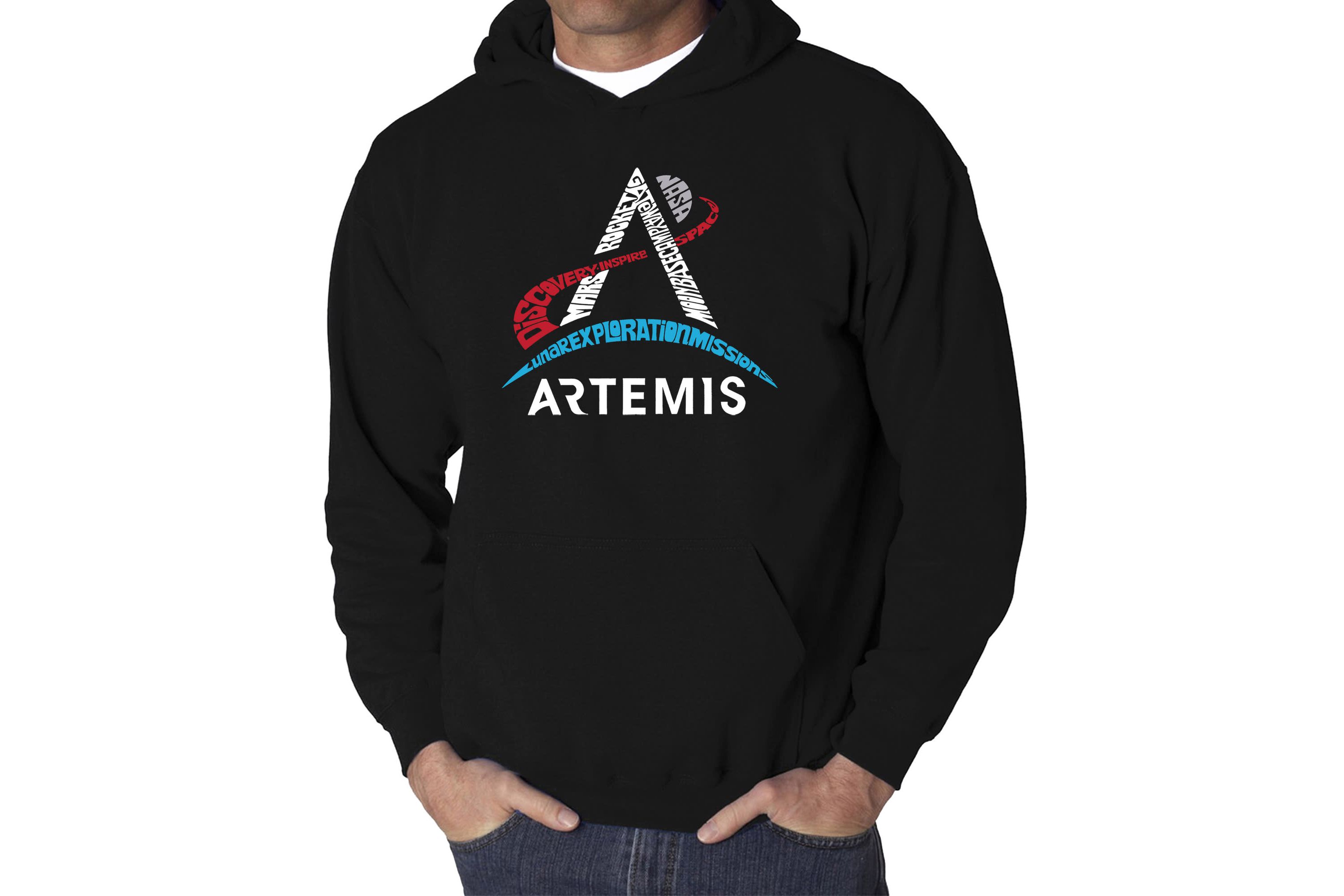 Mens Word Art Hooded Sweatshirt  - NASA Artemis Logo