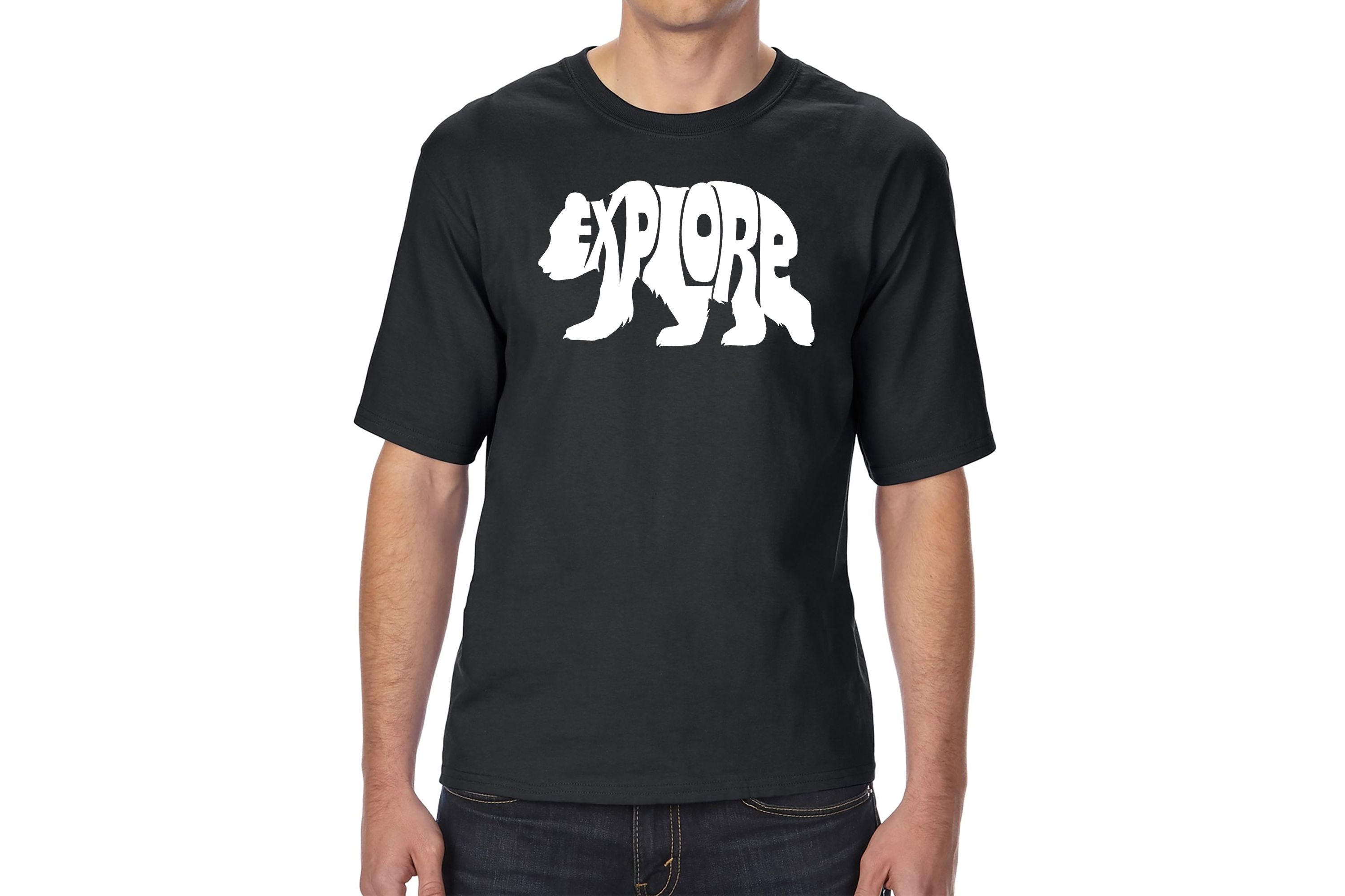 Mens Tall and Long Word Art T-Shirt - Explore