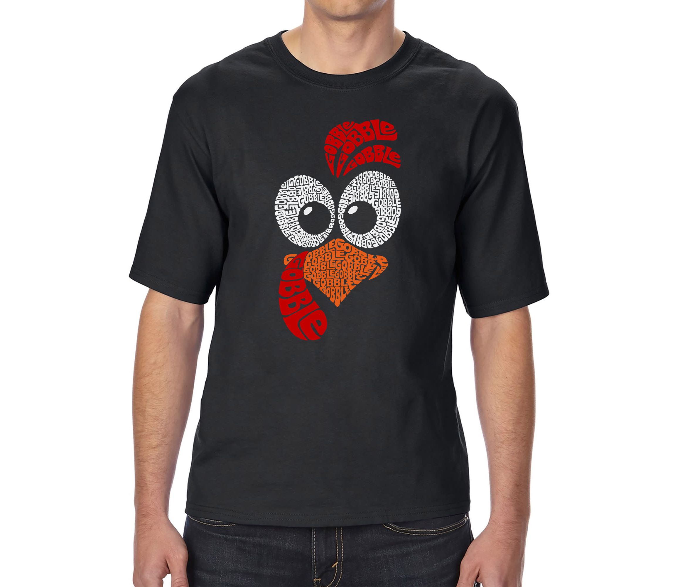 Mens Tall and Long Word Art T-Shirt - Turkey Face