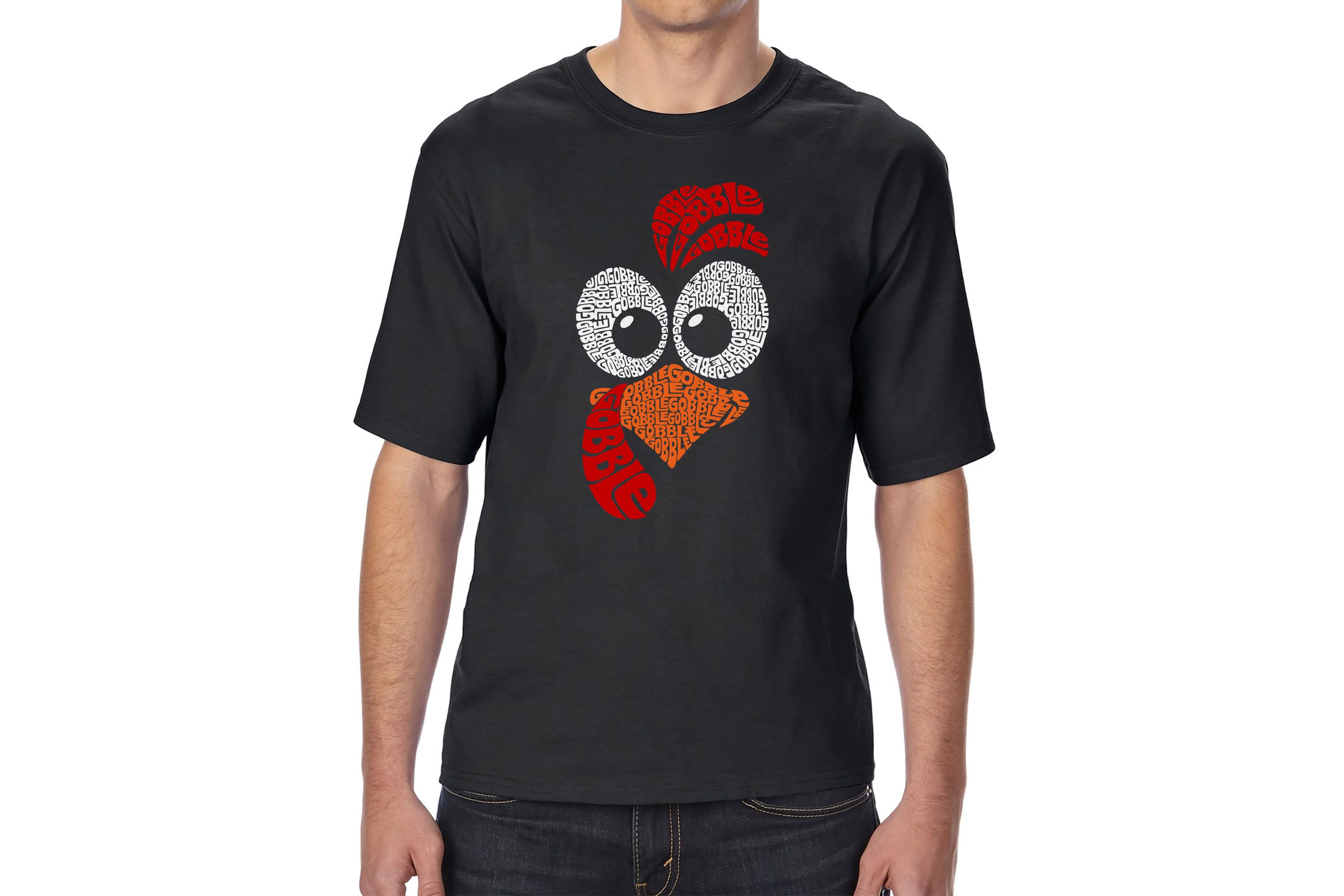 Mens Tall and Long Word Art T-Shirt - Turkey Face