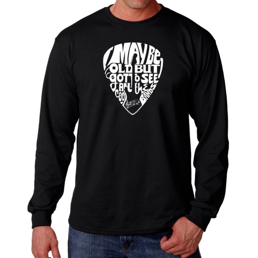 Mens Word Art Long Sleeve T-shirt - Guitar Pick