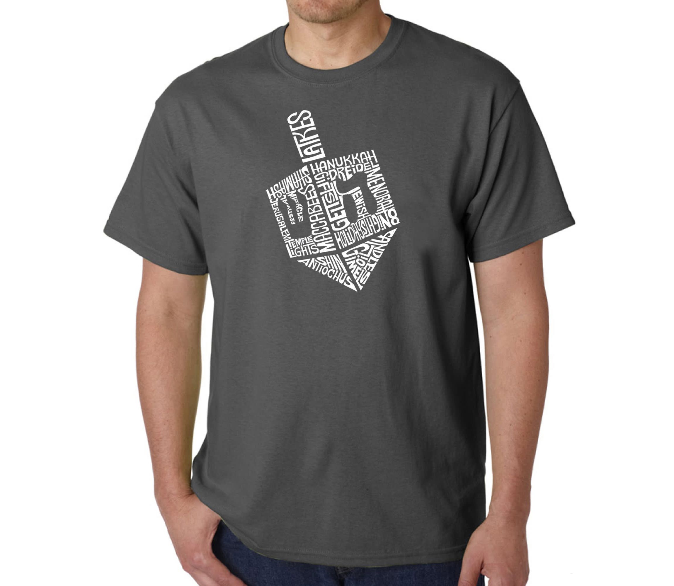 Mens Word Art T-Shirt  - Hanukkah Dreidel