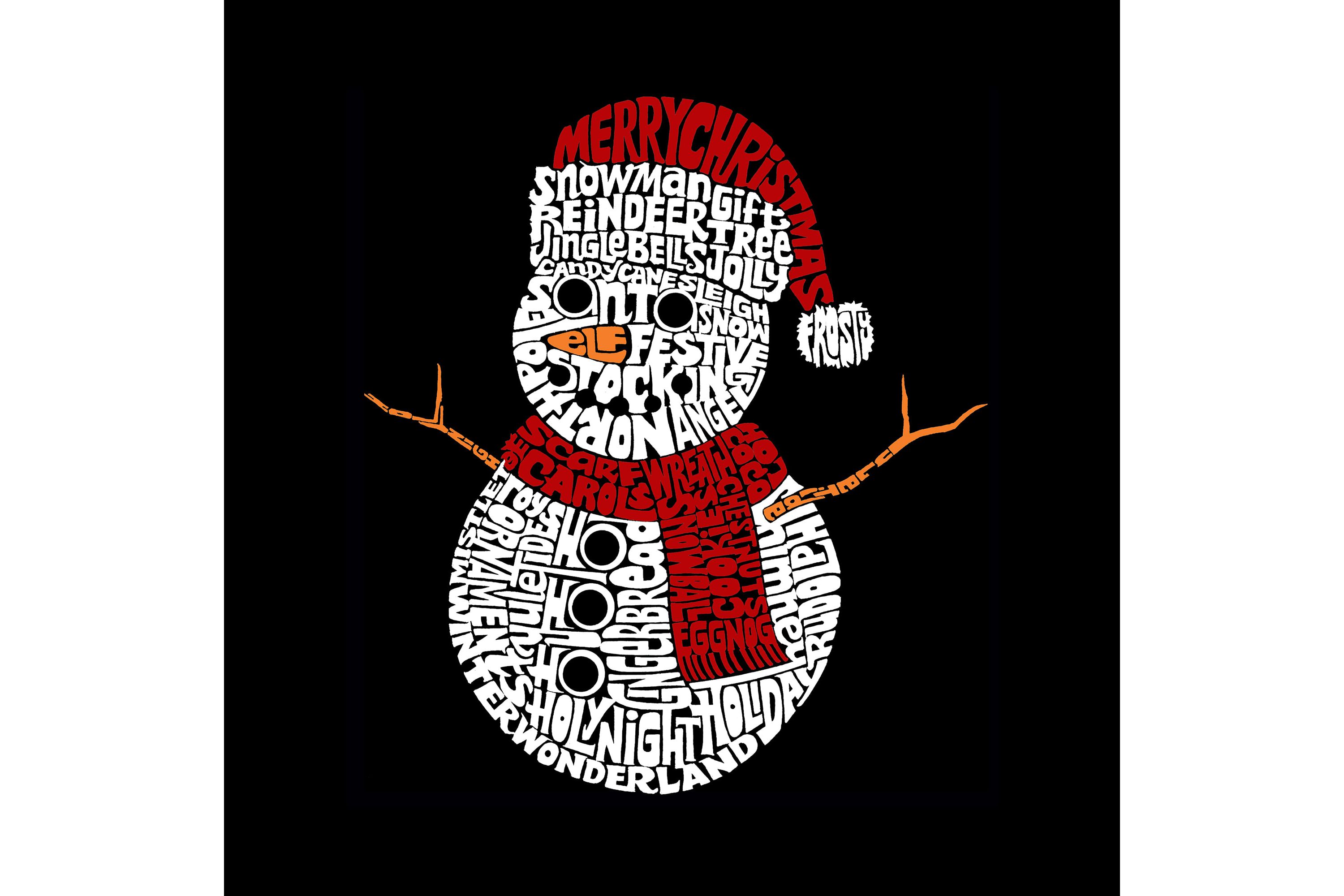 Mens Word Art Sleeveless T-Shirt  - Christmas Snowman