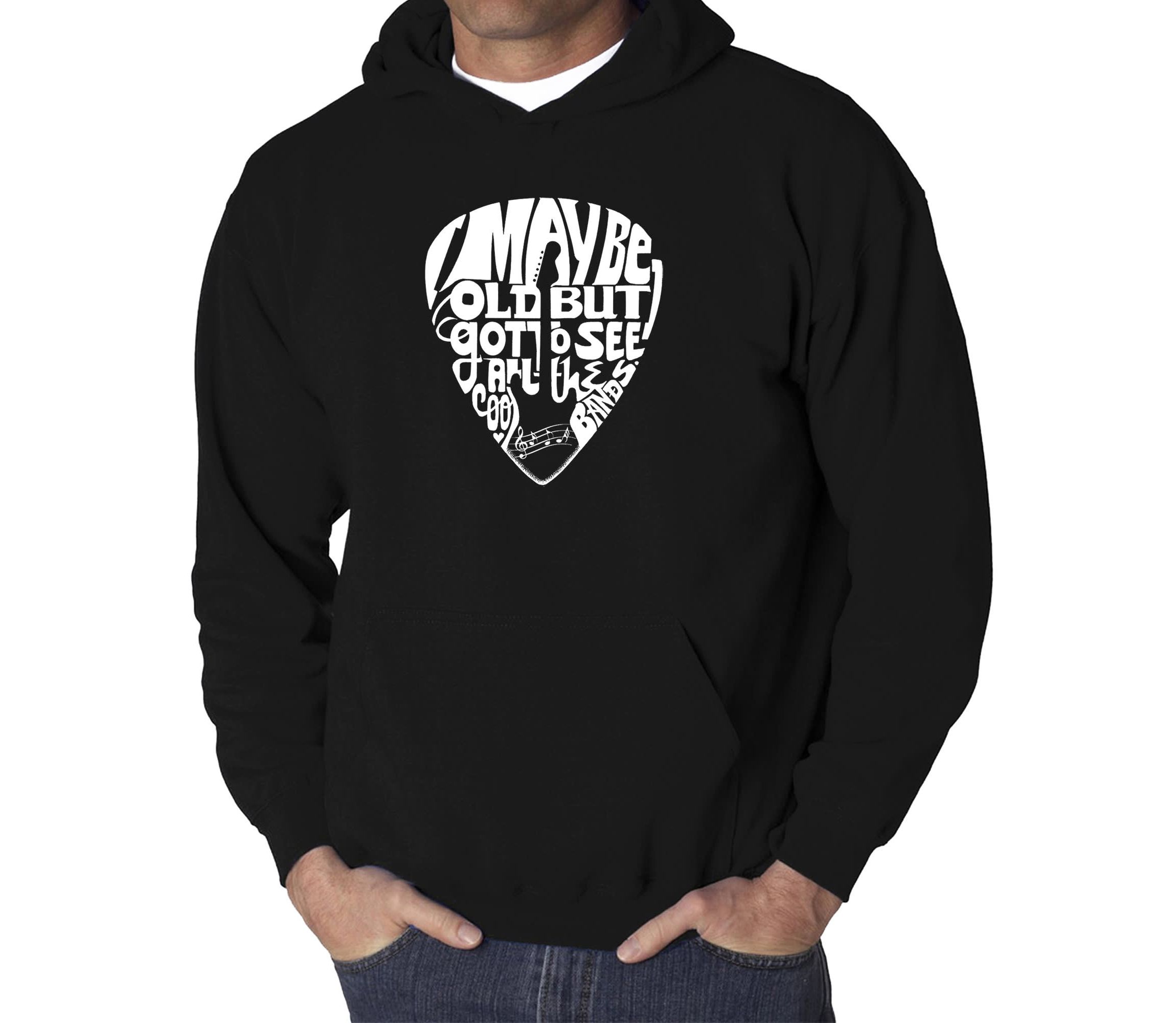 Mens Word Art Hooded Sweatshirt - Guitar Pick