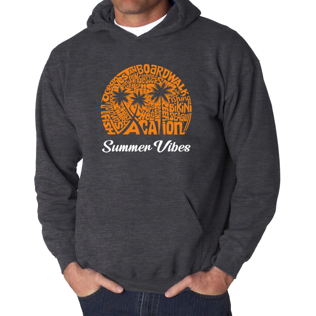 Mens Word Art Hooded Sweatshirt - Summer Vibes
