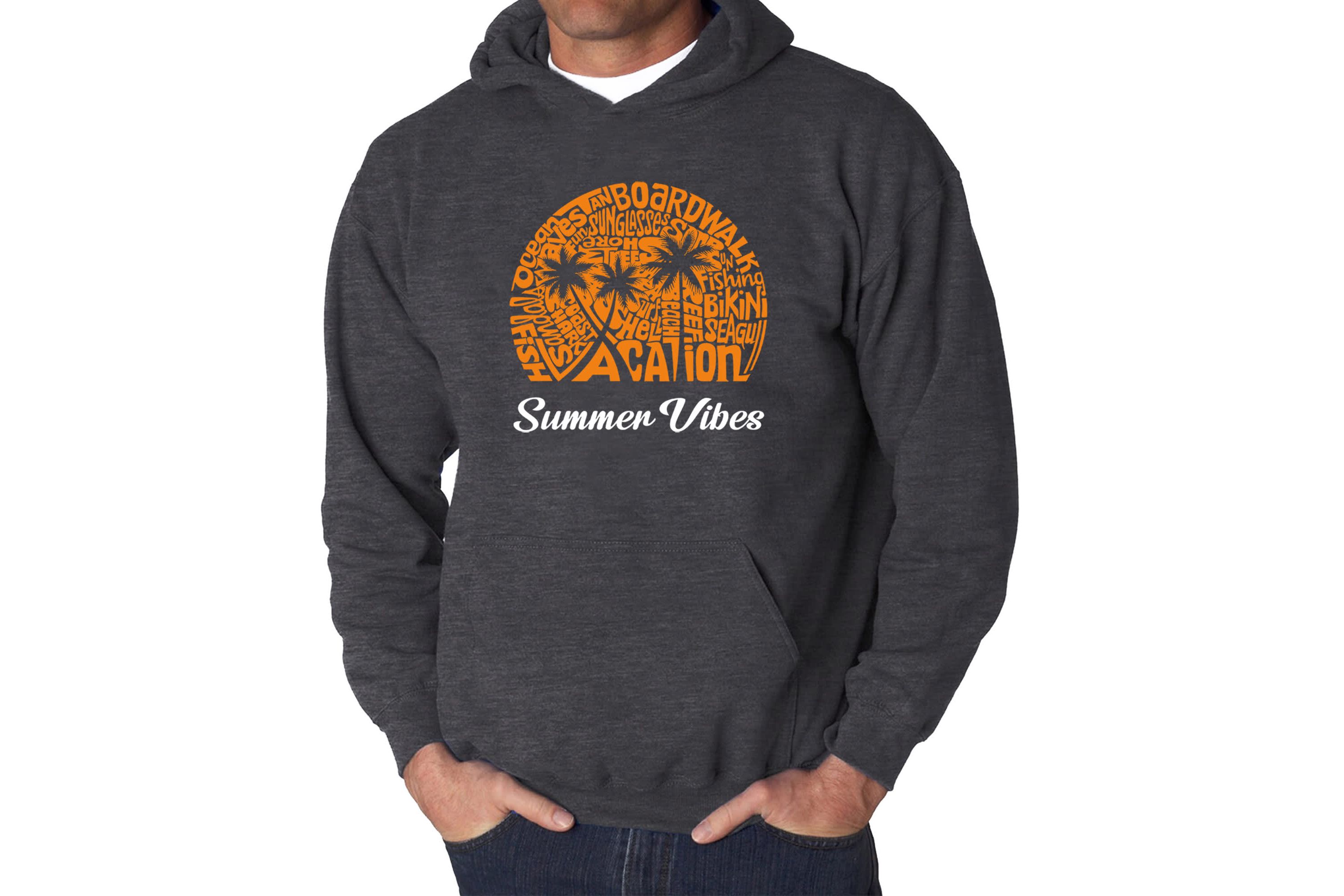 Mens Word Art Hooded Sweatshirt - Summer Vibes