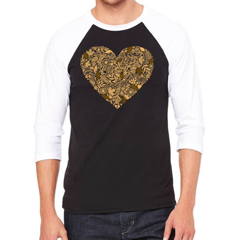 Mens Raglan Baseball Word Art T-Shirt - Fall Vibes
