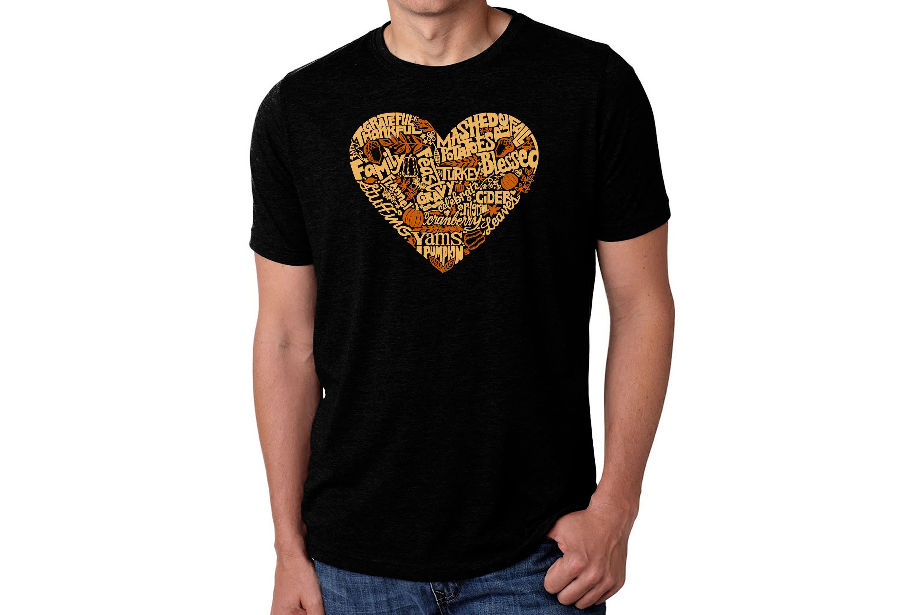 Mens Premium Blend Word Art T-Shirt - Thanksgiving Heart