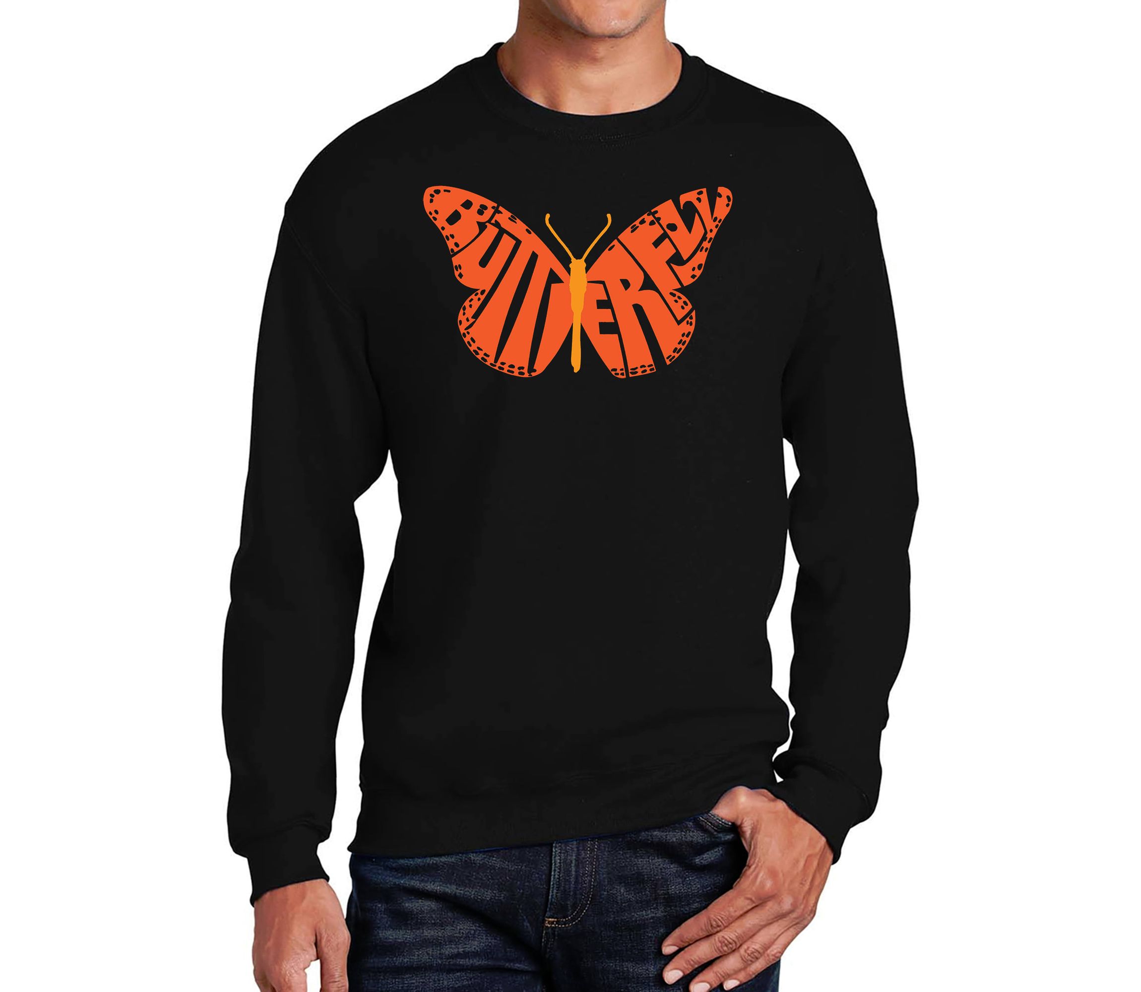 Mens Word Art Crewneck Sweatshirt - Butterfly