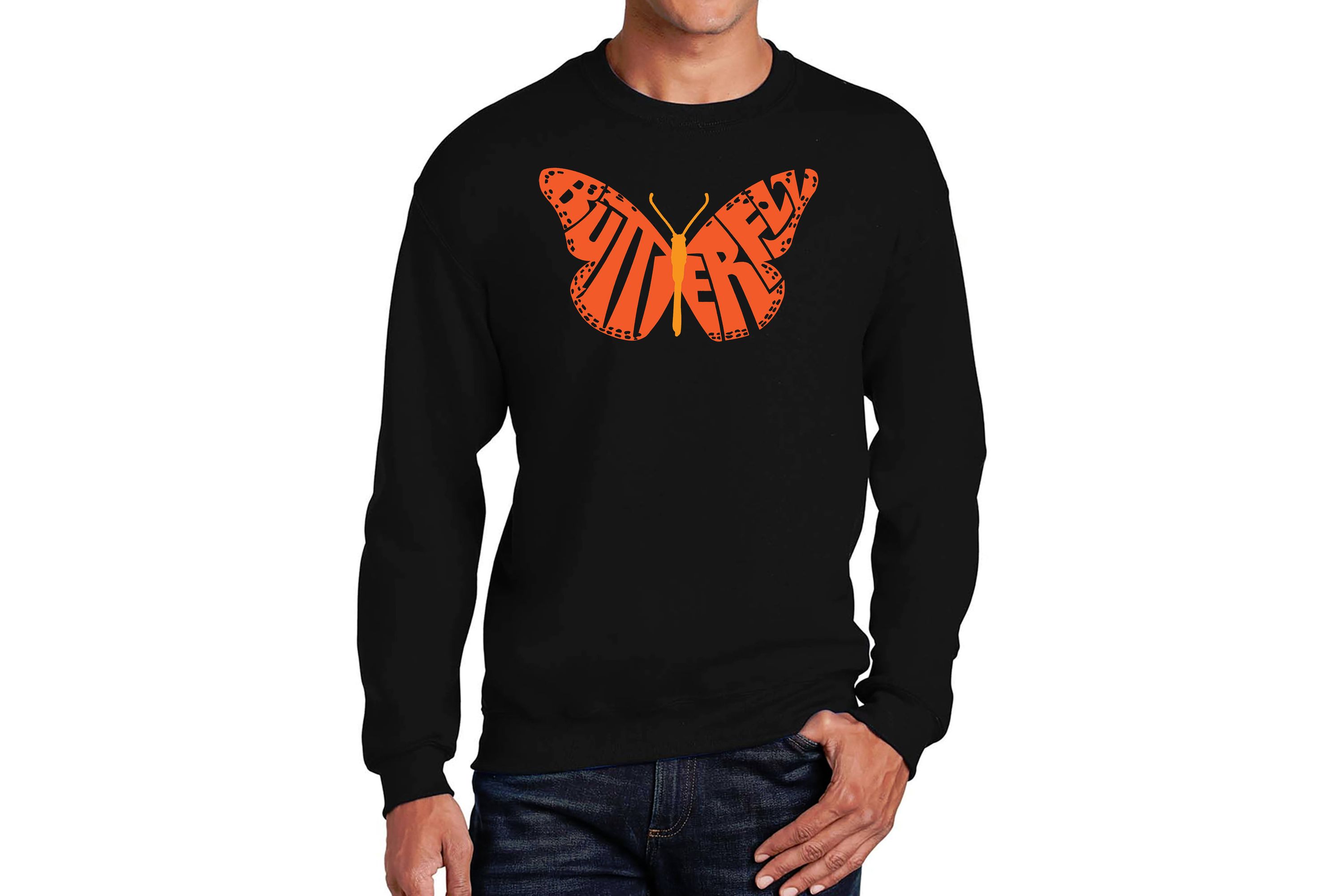 Mens Word Art Crewneck Sweatshirt - Butterfly