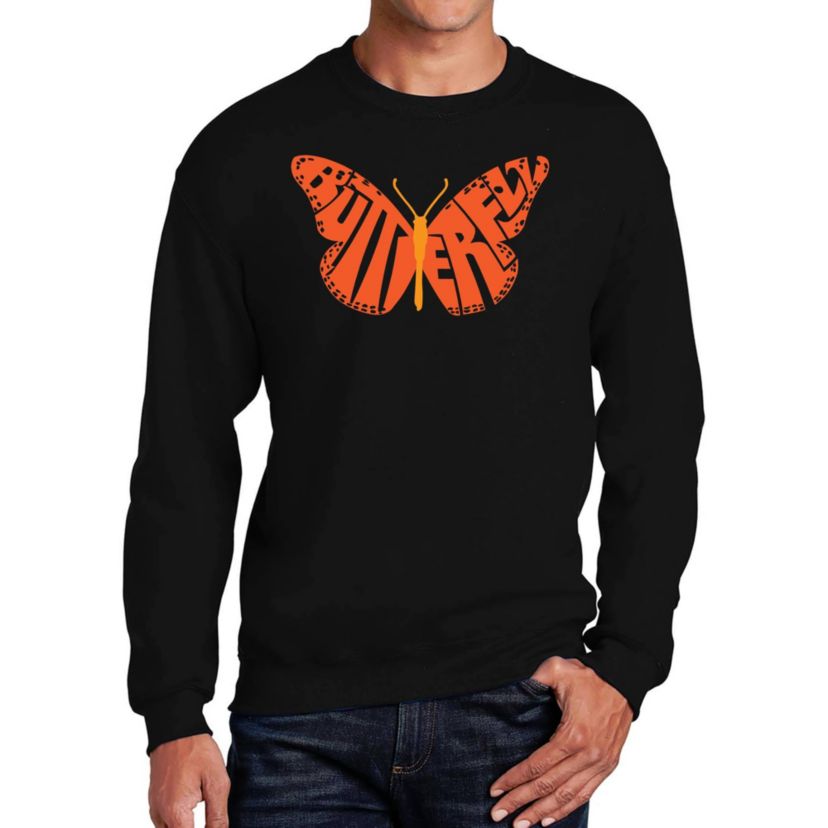 Mens Word Art Crewneck Sweatshirt - Butterfly