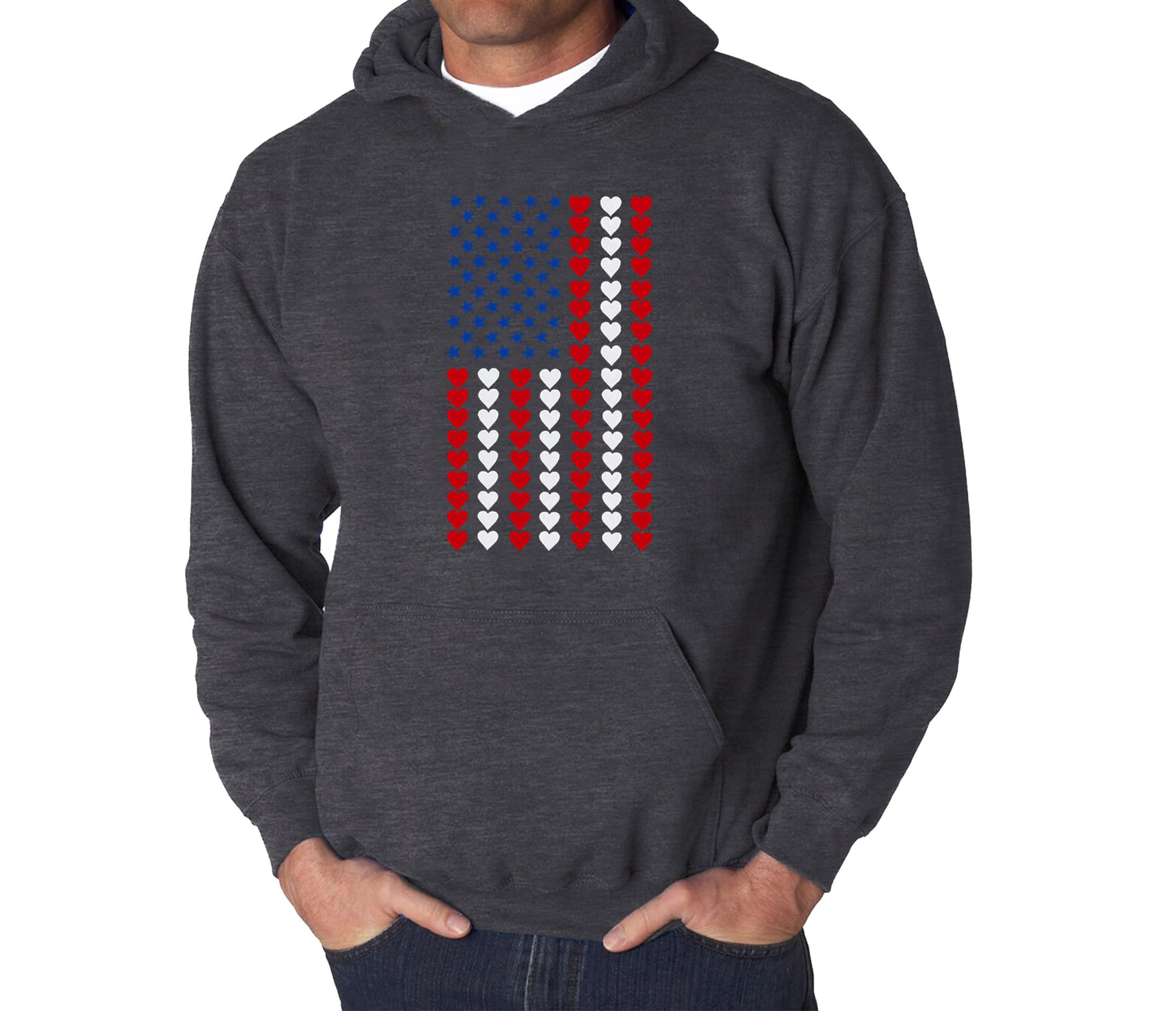 Mens Word Art Hooded Sweatshirt - Heart Flag