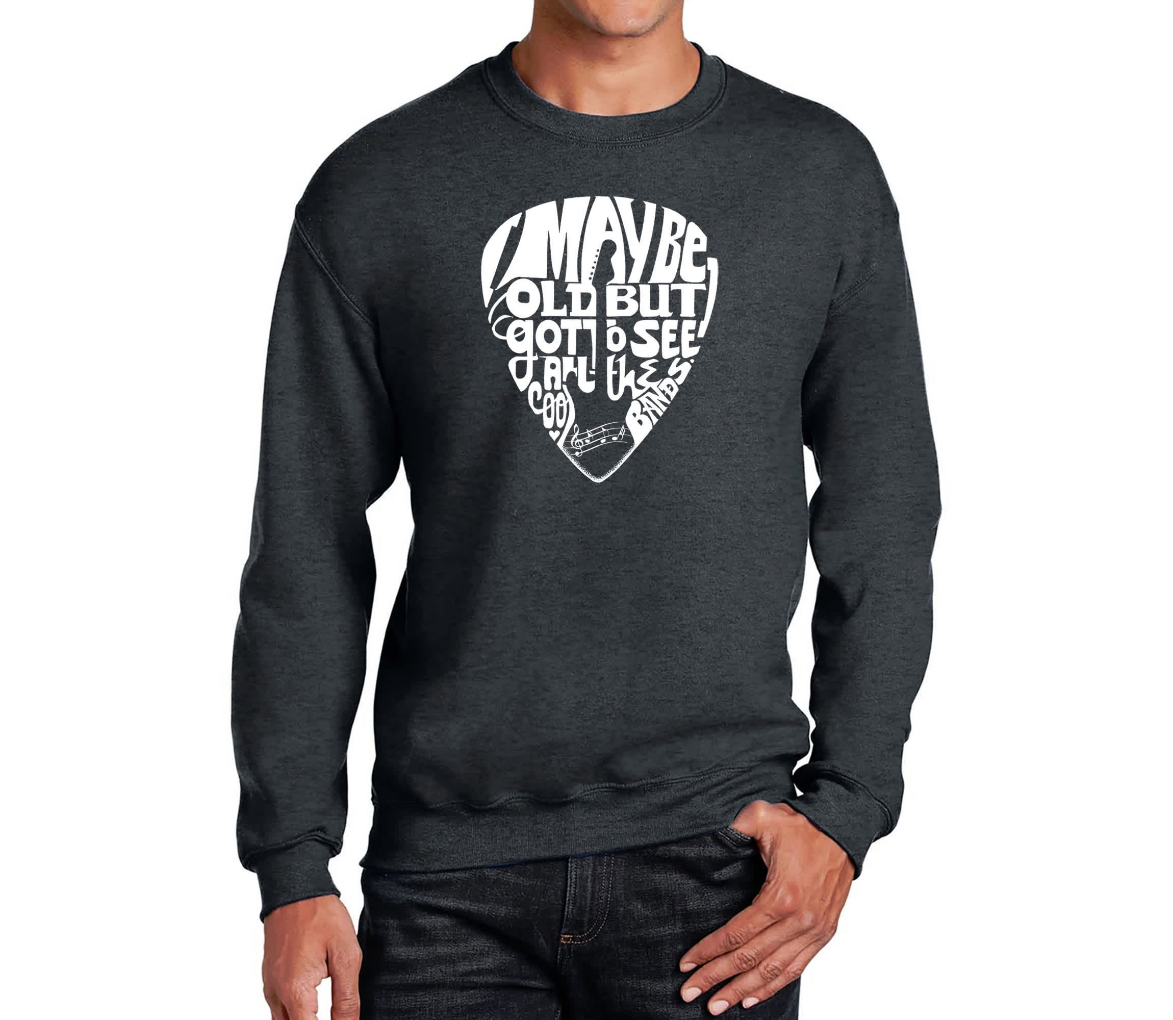 Mens Word Art Crewneck Sweatshirt - Guitar Pick
