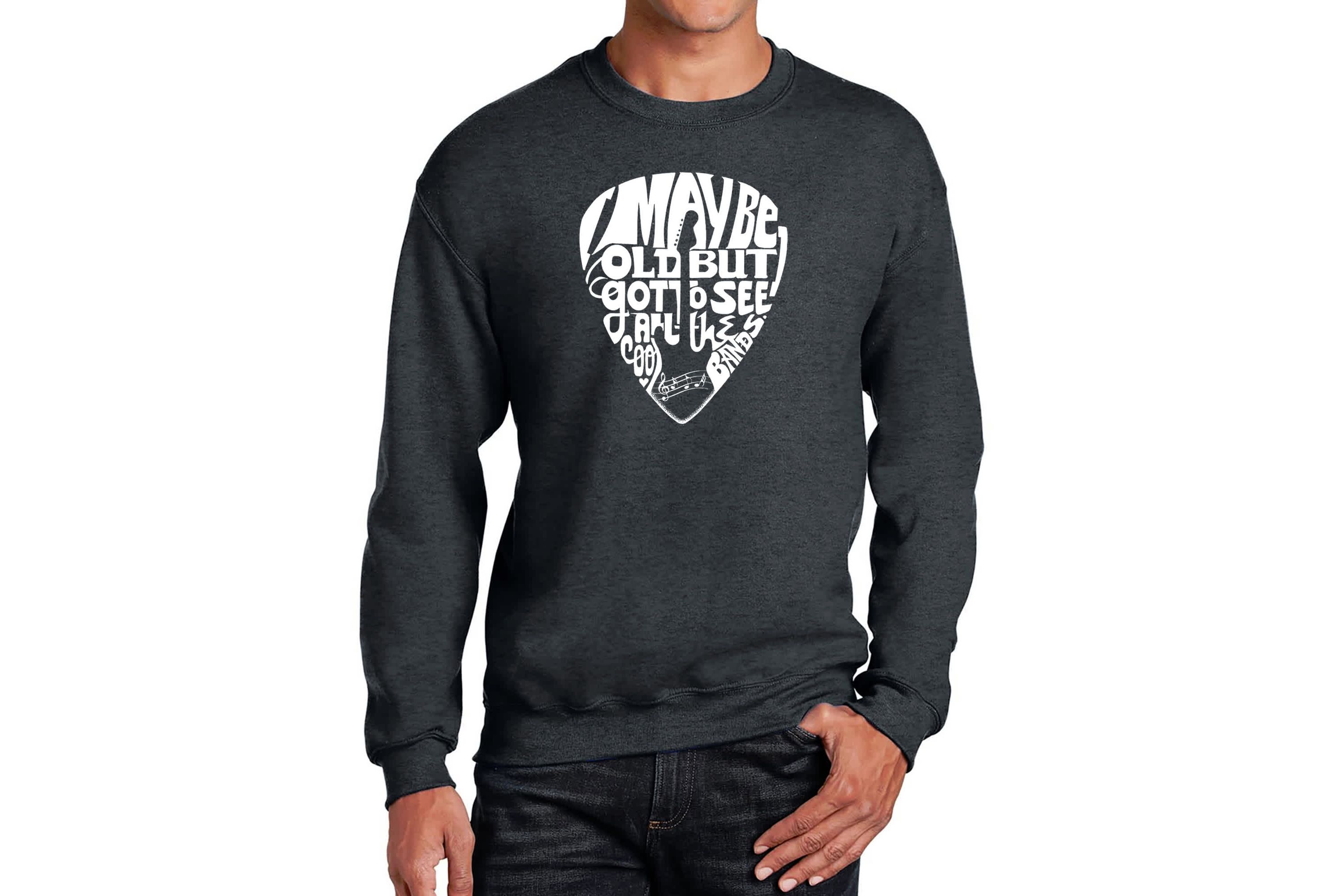Mens Word Art Crewneck Sweatshirt - Guitar Pick