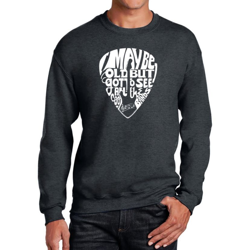 Mens Word Art Crewneck Sweatshirt - Guitar Pick